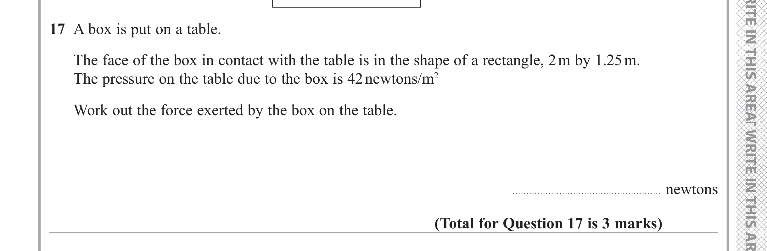 Question 17 — Perimeter and Area, Speed/Distance/Time/Density/Pressure — Edexcel iGCSE June 2018