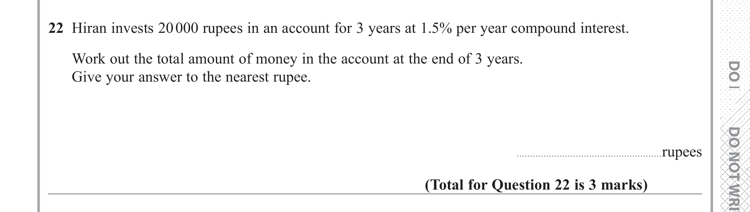 Question 22 — Compound Interest — Edexcel iGCSE June 2018
