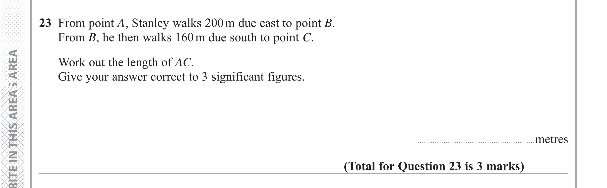 Question 23 — Pythagoras — Edexcel iGCSE June 2018
