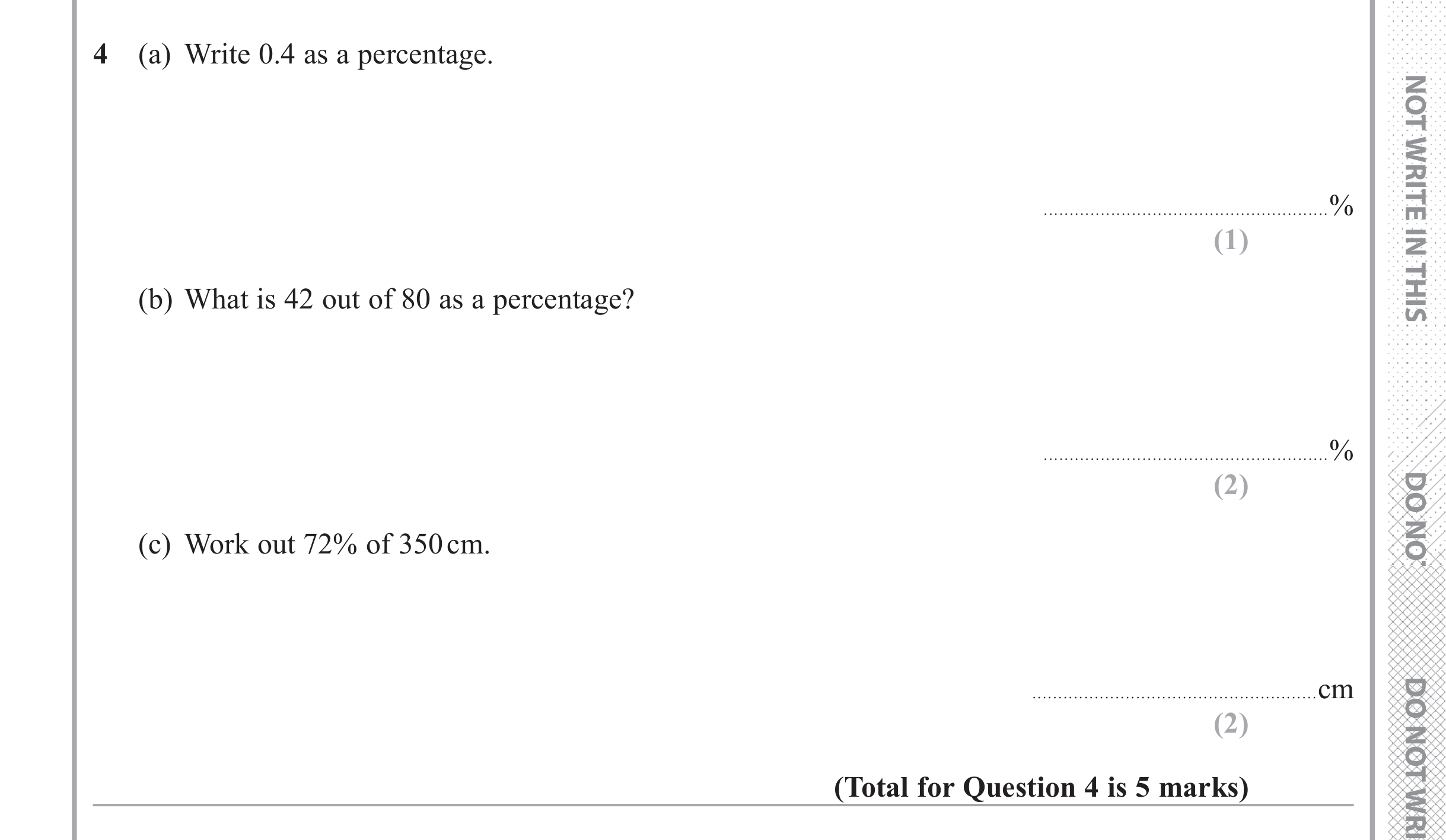 Question 4 — Decimals, Percentages — Edexcel iGCSE June 2018