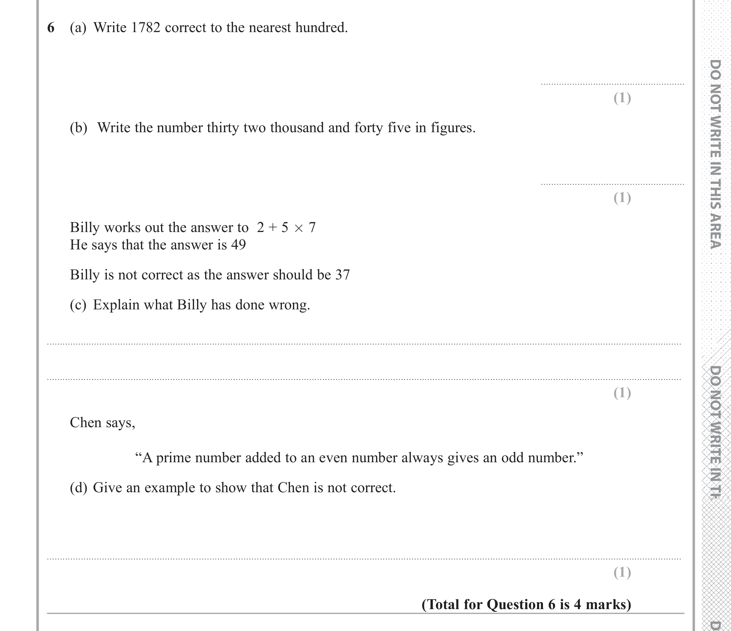 Question 6 — Rounding, Writing Numbers as Words, Numbers — Edexcel iGCSE June 2018