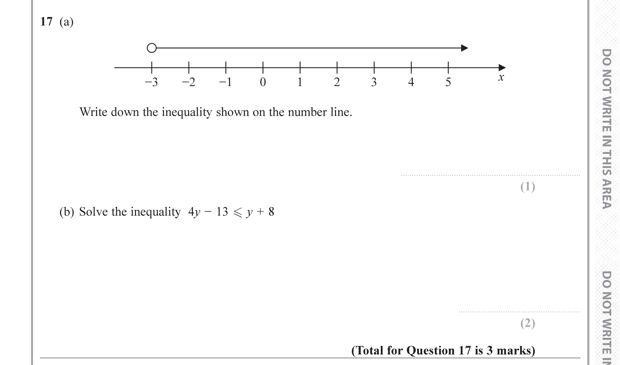Question 17 — Inequalities — Edexcel iGCSE June 2019