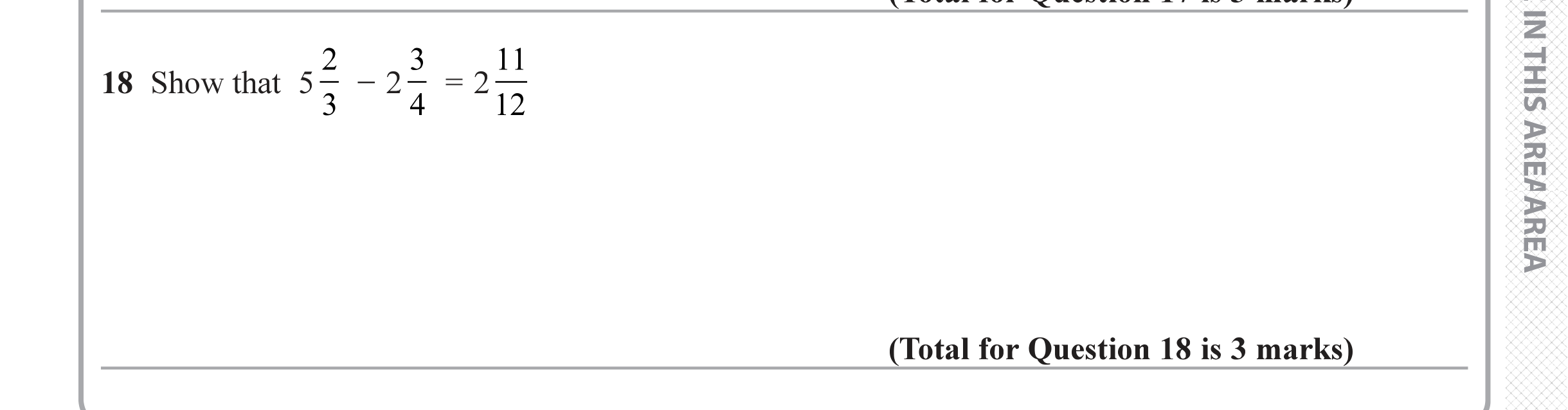 Question 18 — Fractions — Edexcel iGCSE June 2019