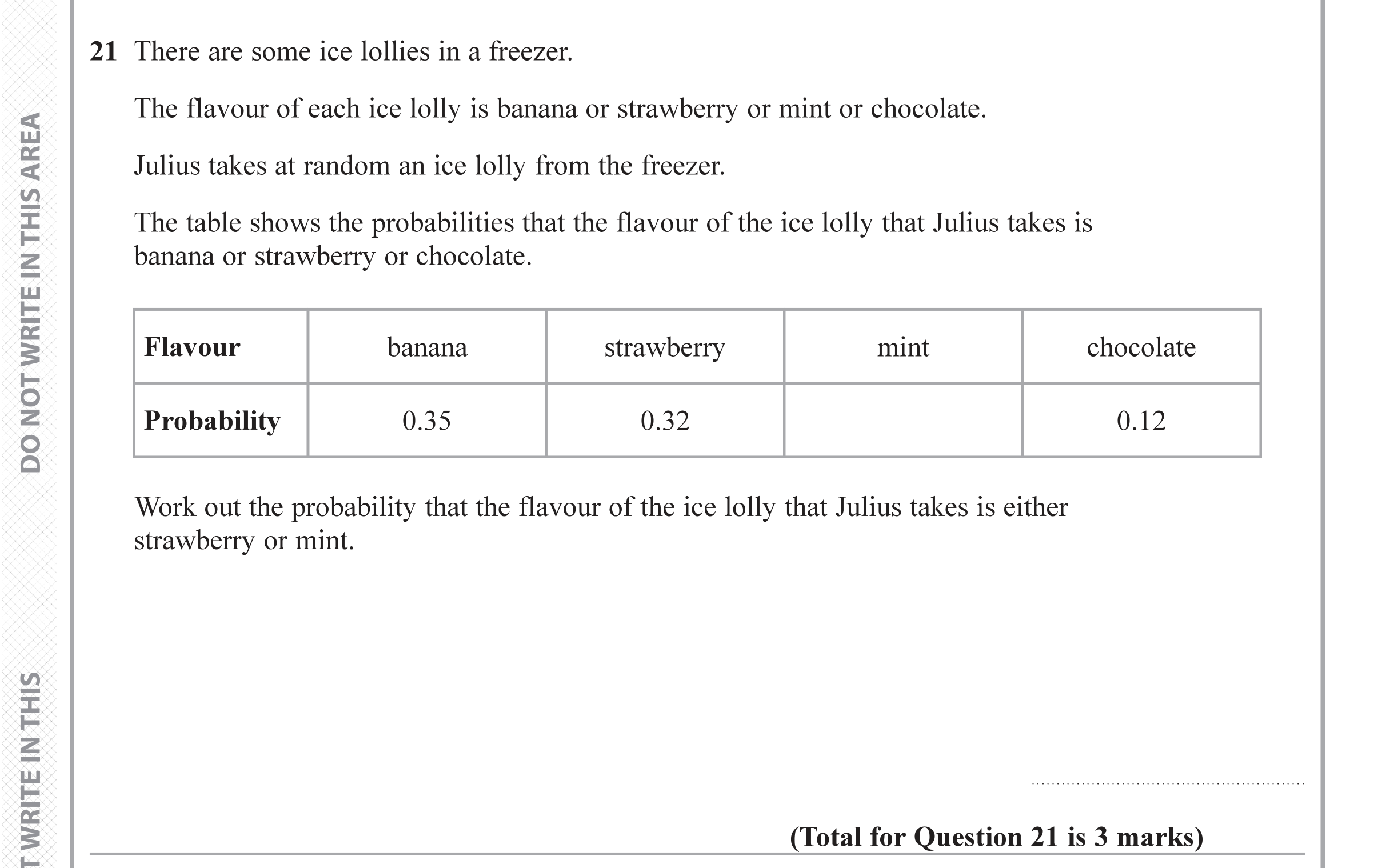 Question 21 — Probability — Edexcel iGCSE June 2019