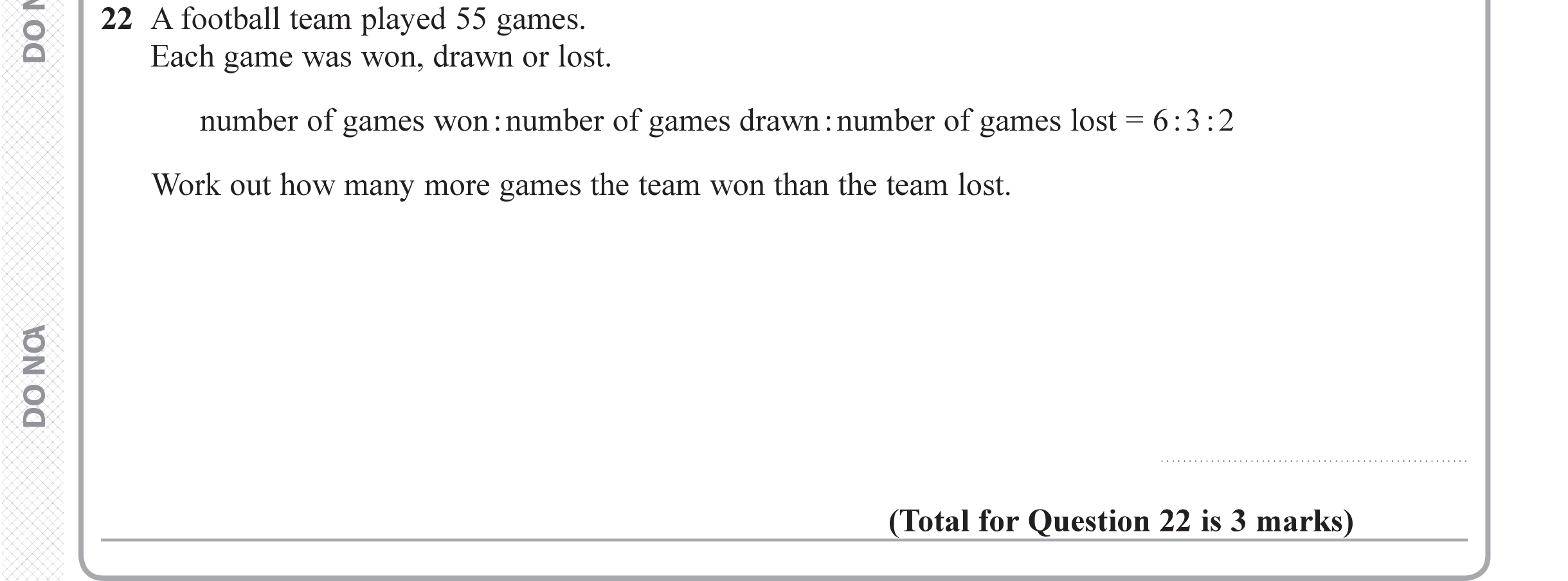 Question 22 — Ratios — Edexcel iGCSE June 2019