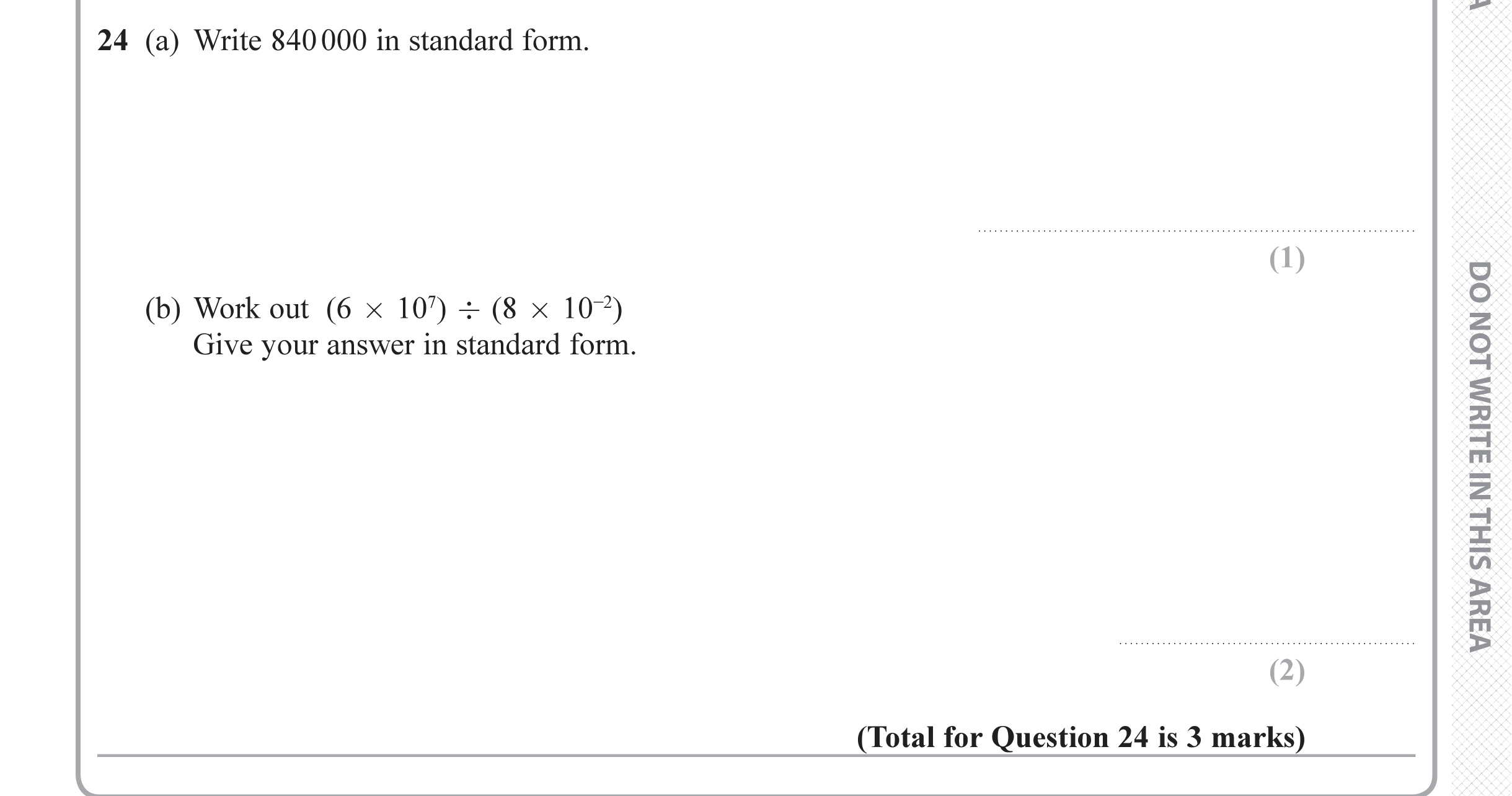 Question 24 — Standard Form — Edexcel iGCSE June 2019