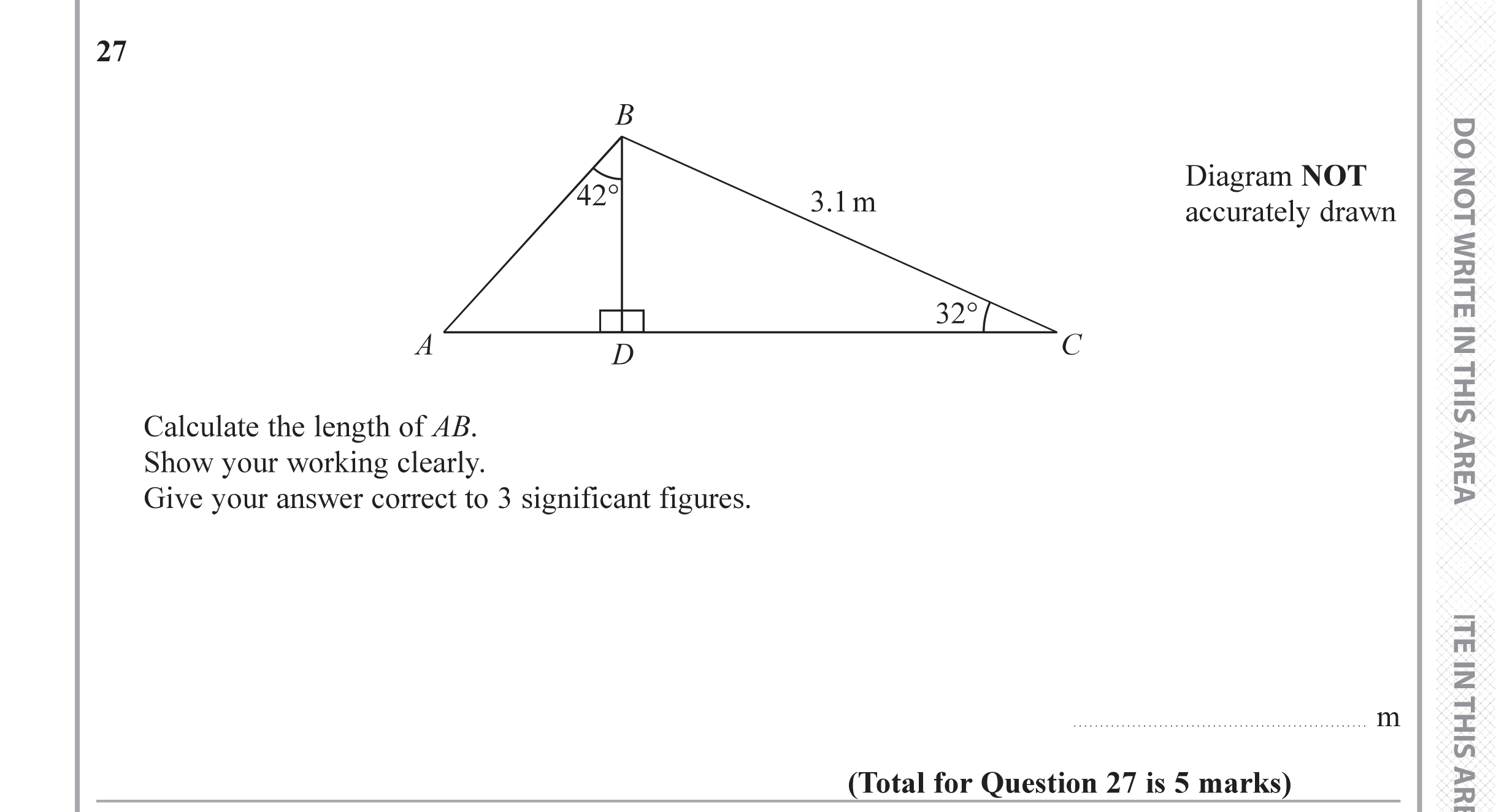 Question 27 — Soh Cah Toa — Edexcel iGCSE June 2019