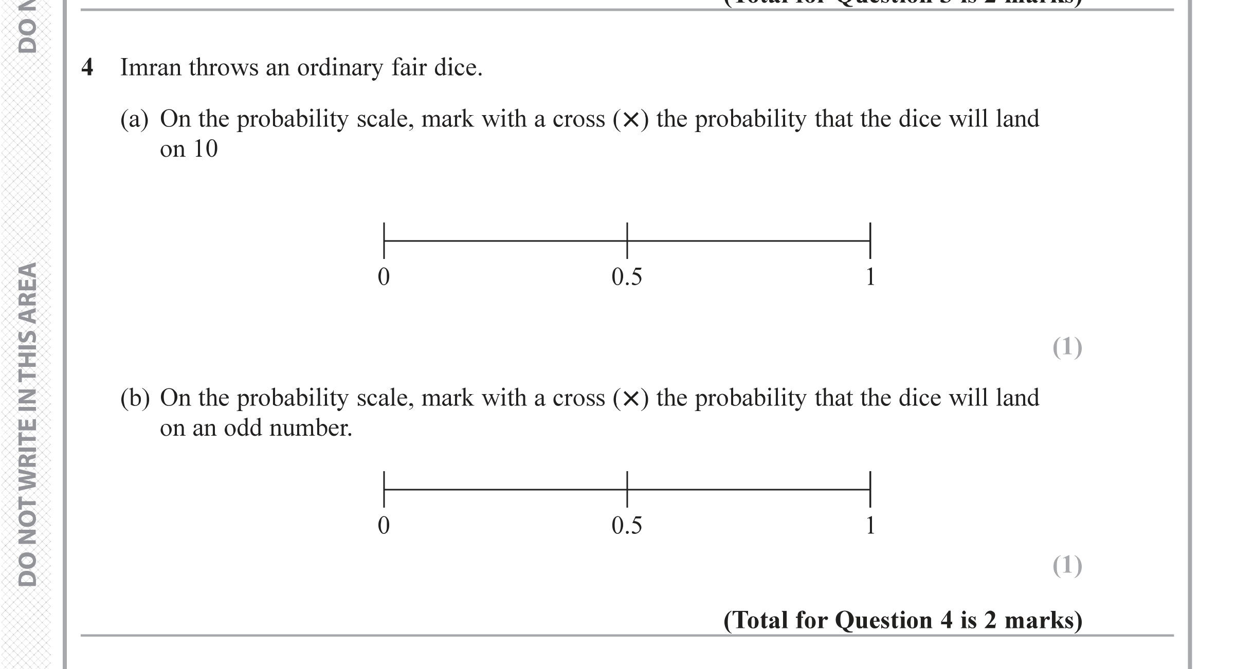 Question 4 — Probability — Edexcel iGCSE June 2019