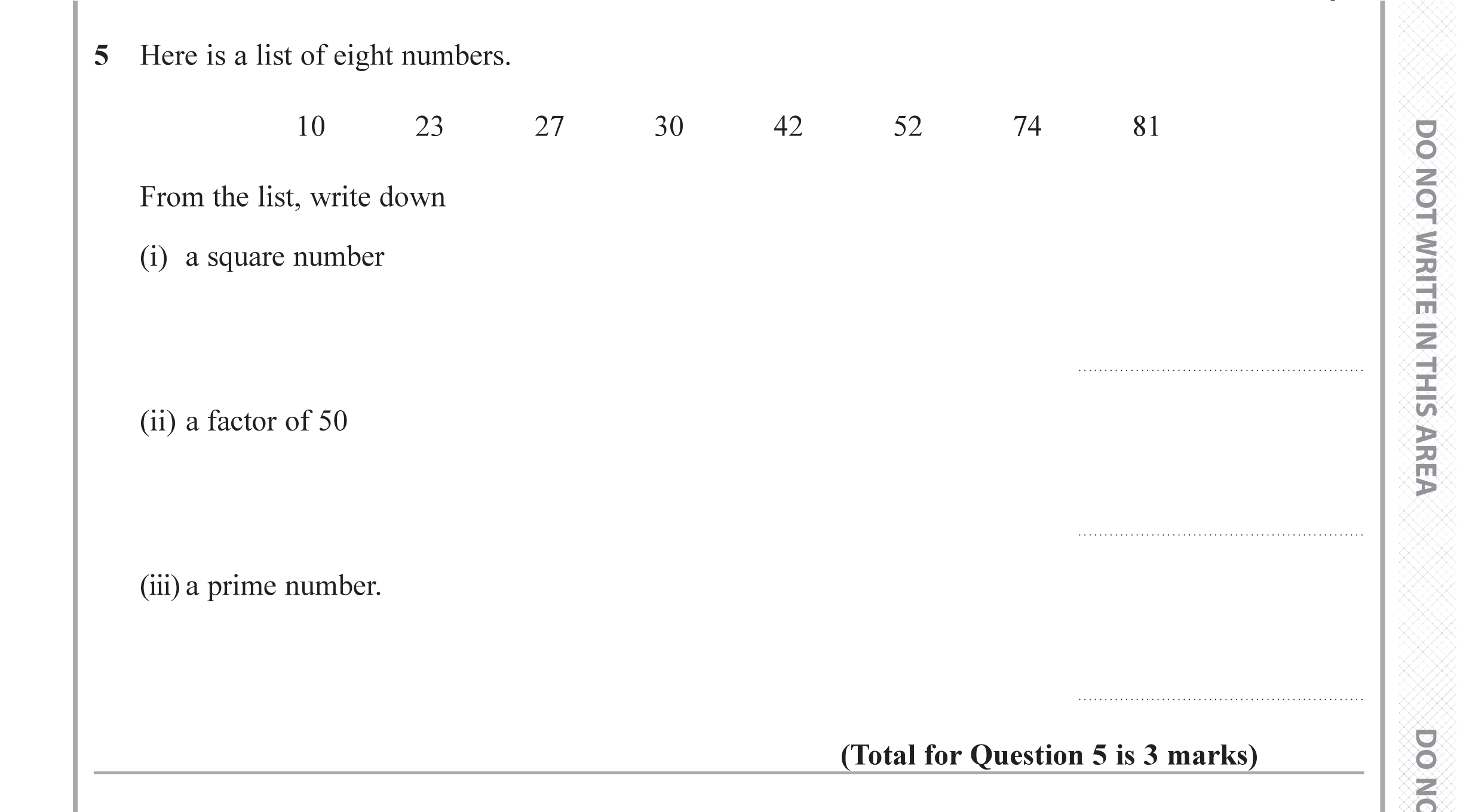 Question 5 — Numbers — Edexcel iGCSE June 2019