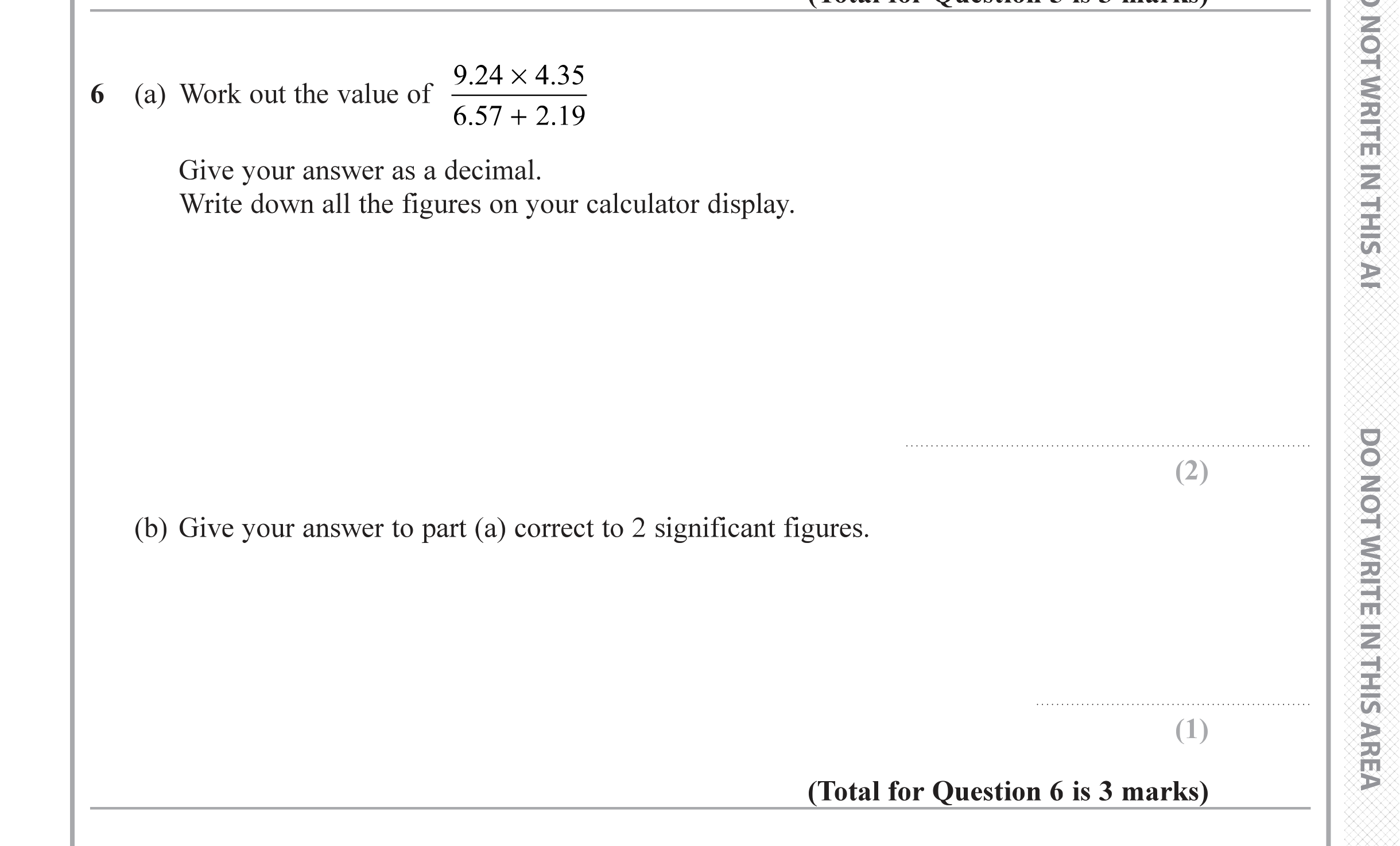 Question 6 — Calculator Questions, Rounding — Edexcel iGCSE June 2019