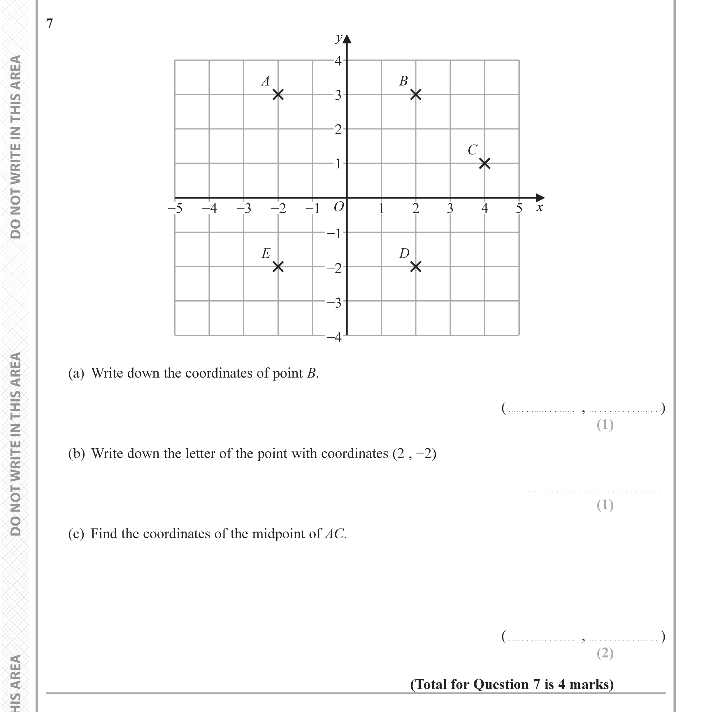 Question 7 — Coordinates, Midpoints — Edexcel iGCSE June 2019