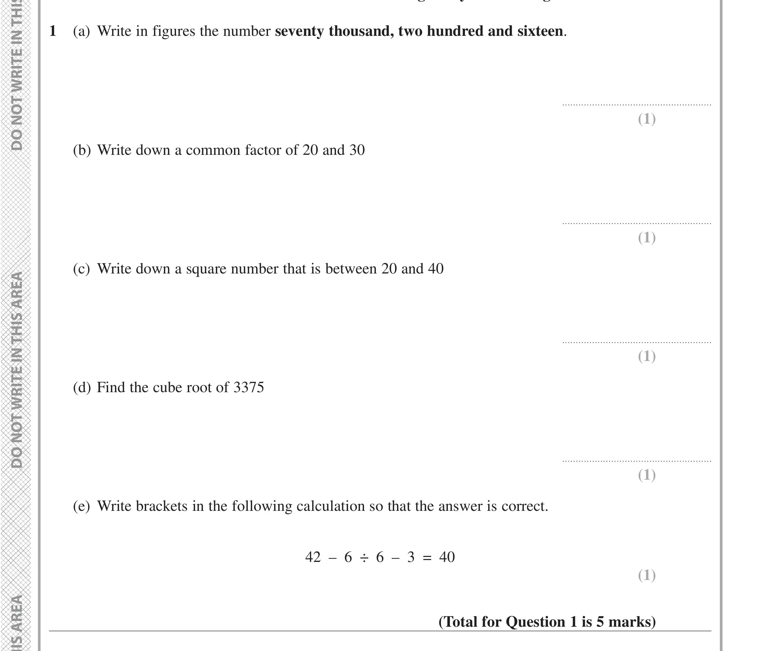 Question 1 — Writing Numbers as Words, Numbers, Calculator Questions — Edexcel iGCSE Jan 2020