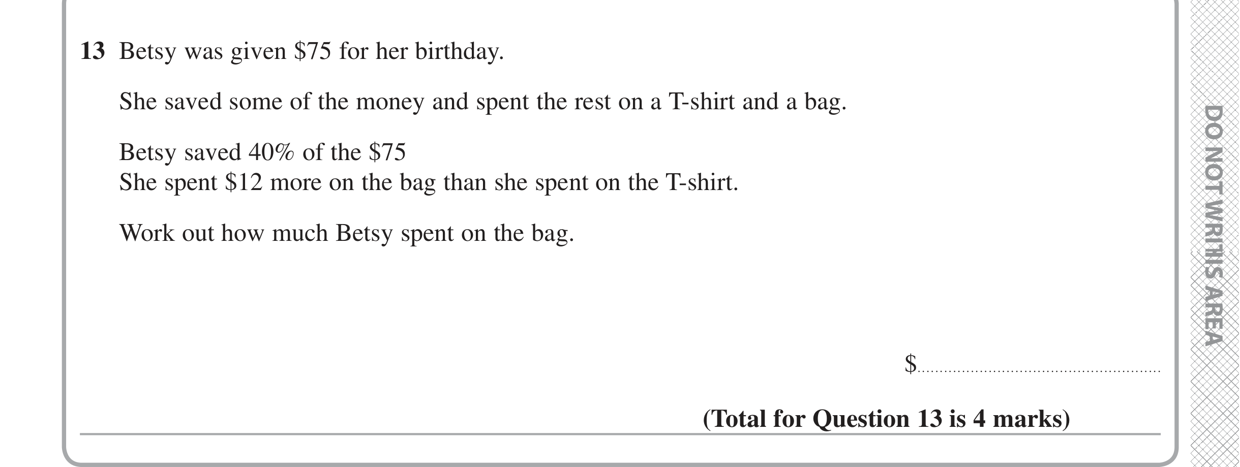 Question 13 — Percentages — Edexcel iGCSE Jan 2020