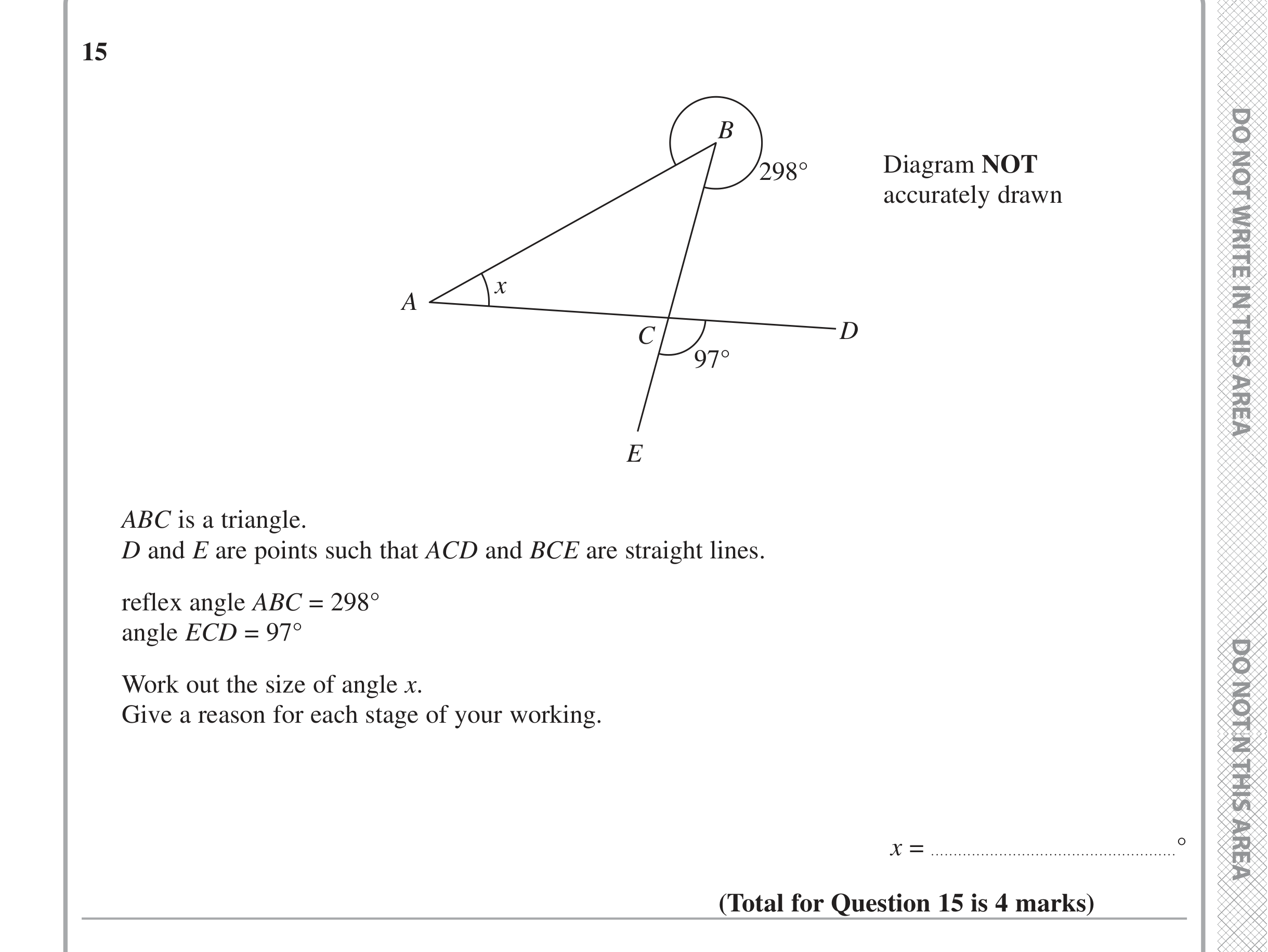 Question 15 — Angles — Edexcel iGCSE Jan 2020