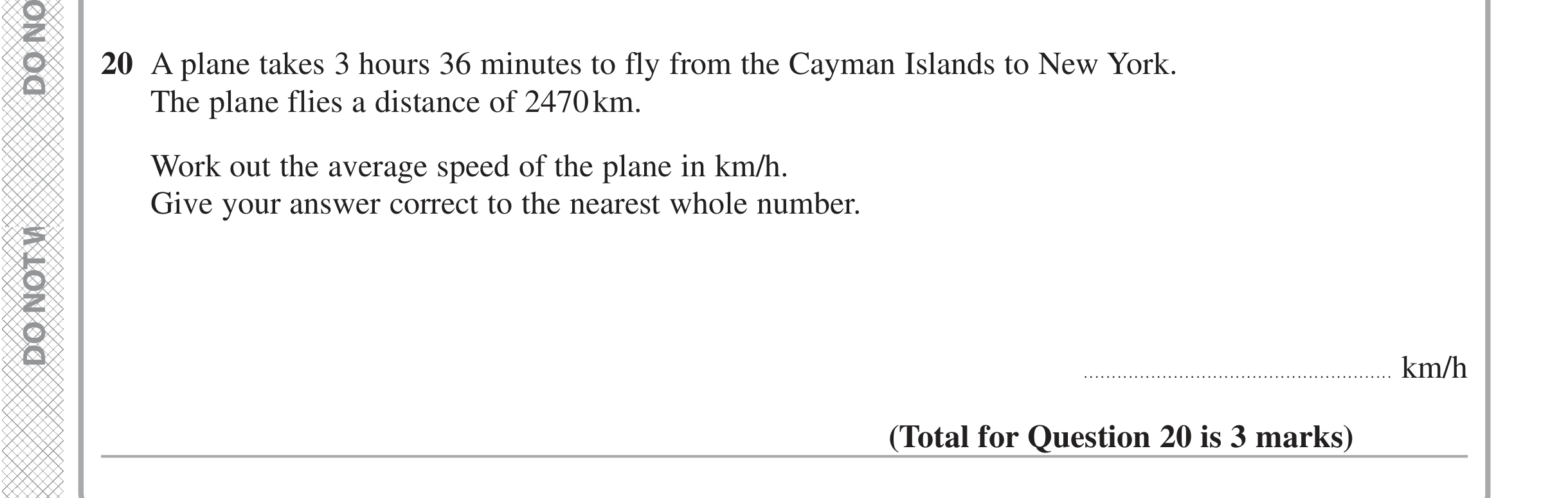 Question 20 — Speed/Distance/Time/Density/Pressure — Edexcel iGCSE Jan 2020
