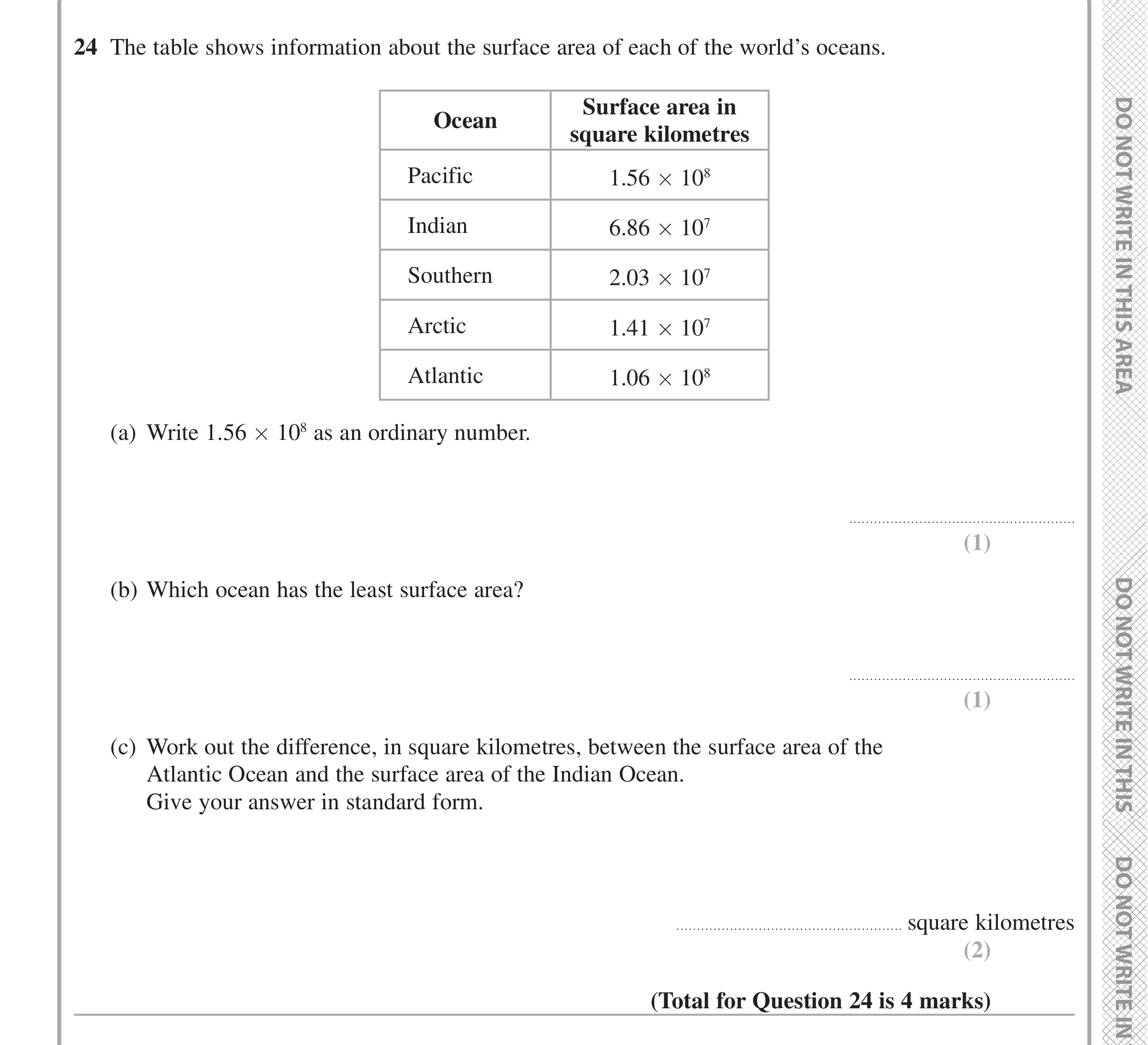 Question 24 — Standard Form — Edexcel iGCSE Jan 2020