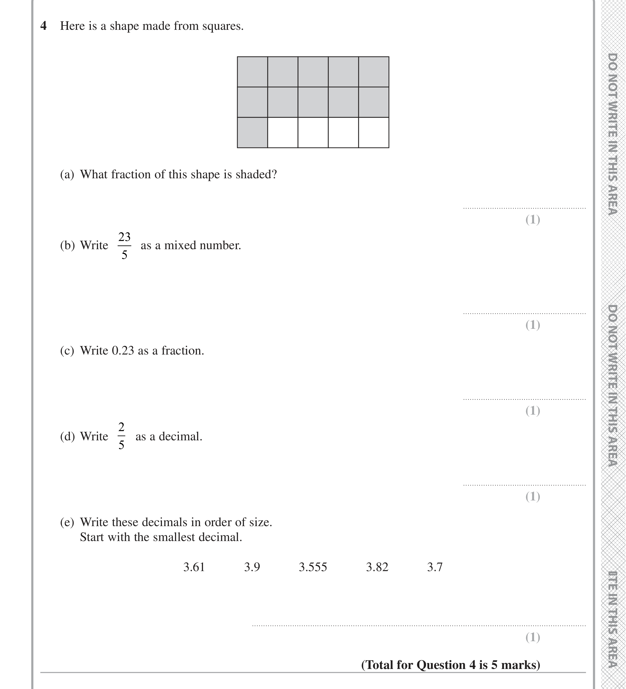 Question 4 — Fractions, Decimals — Edexcel iGCSE Jan 2020