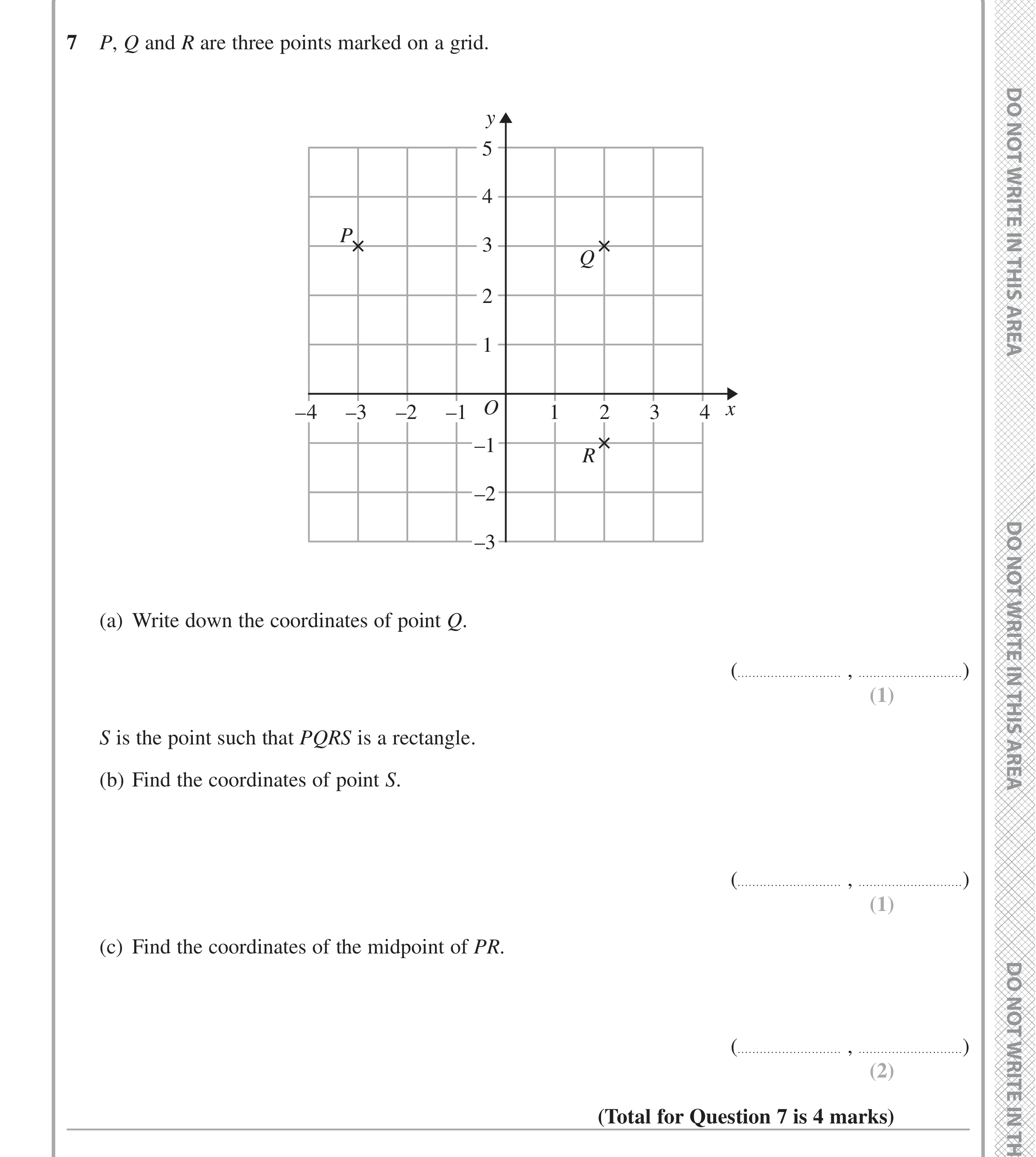 Question 7 — Coordinates — Edexcel iGCSE Jan 2020