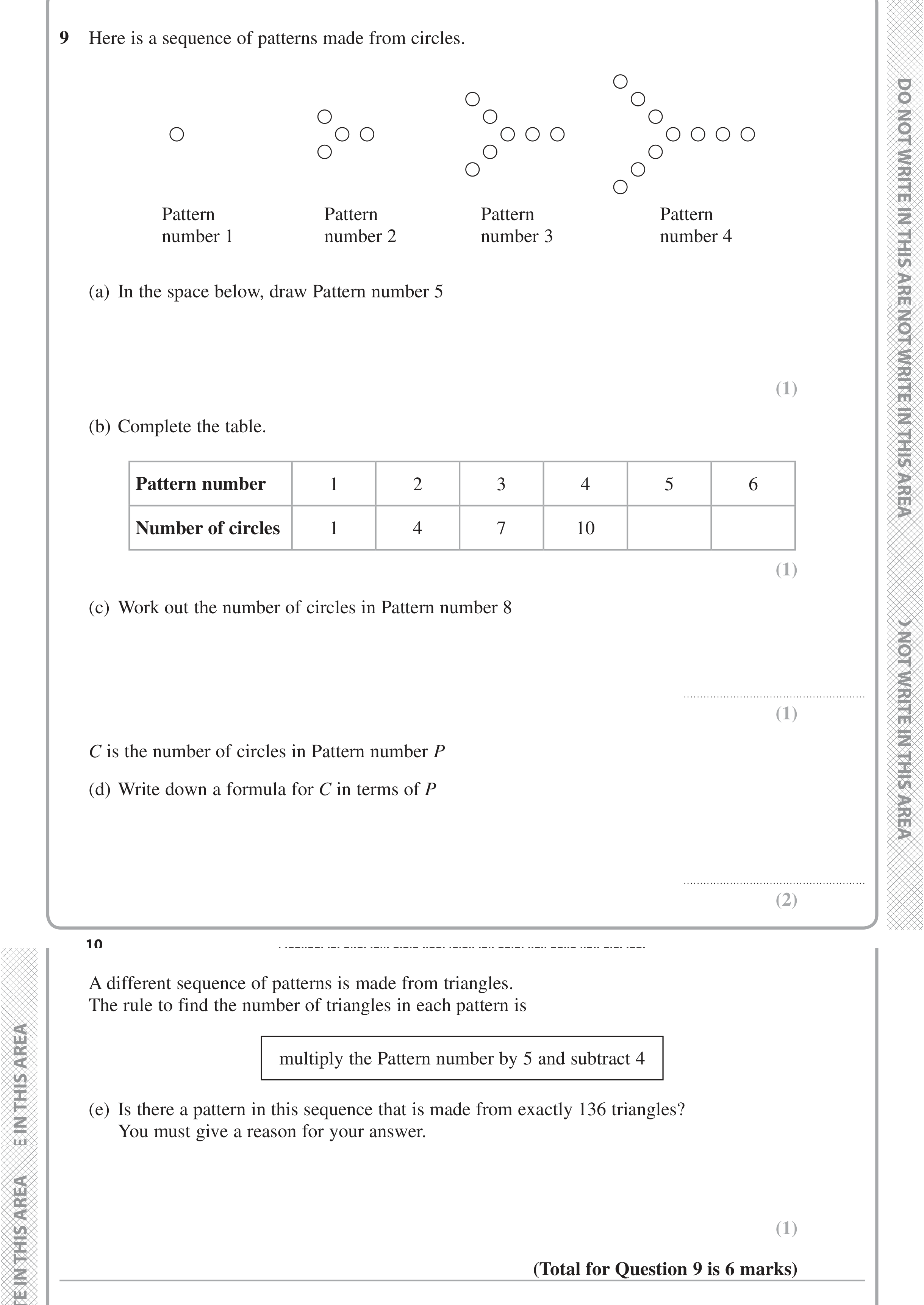 Question 9 — Sequences — Edexcel iGCSE Jan 2020