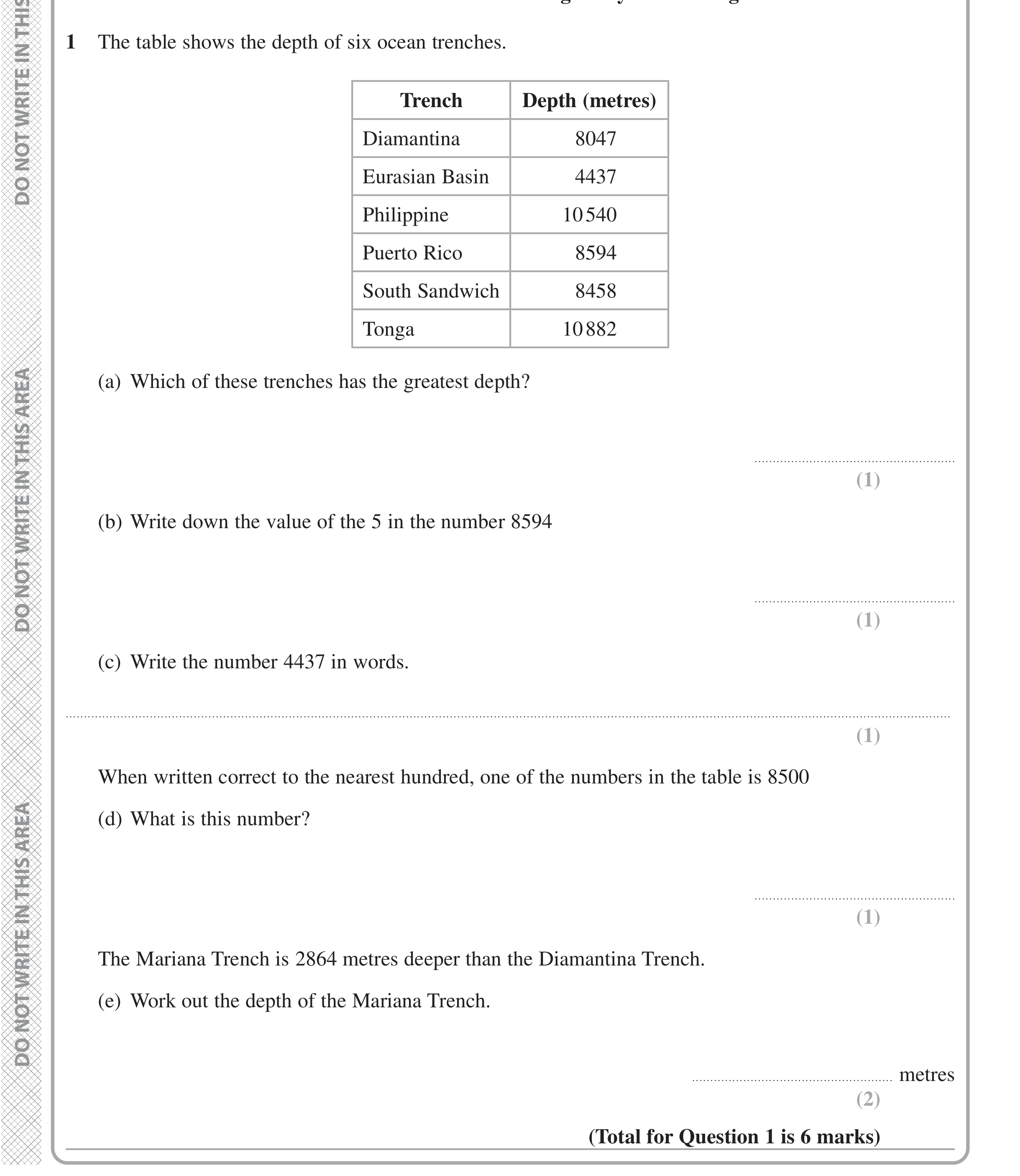 Question 1 — Interpret Statistical Diagrams, Place Value, Rounding — Edexcel iGCSE June 2020