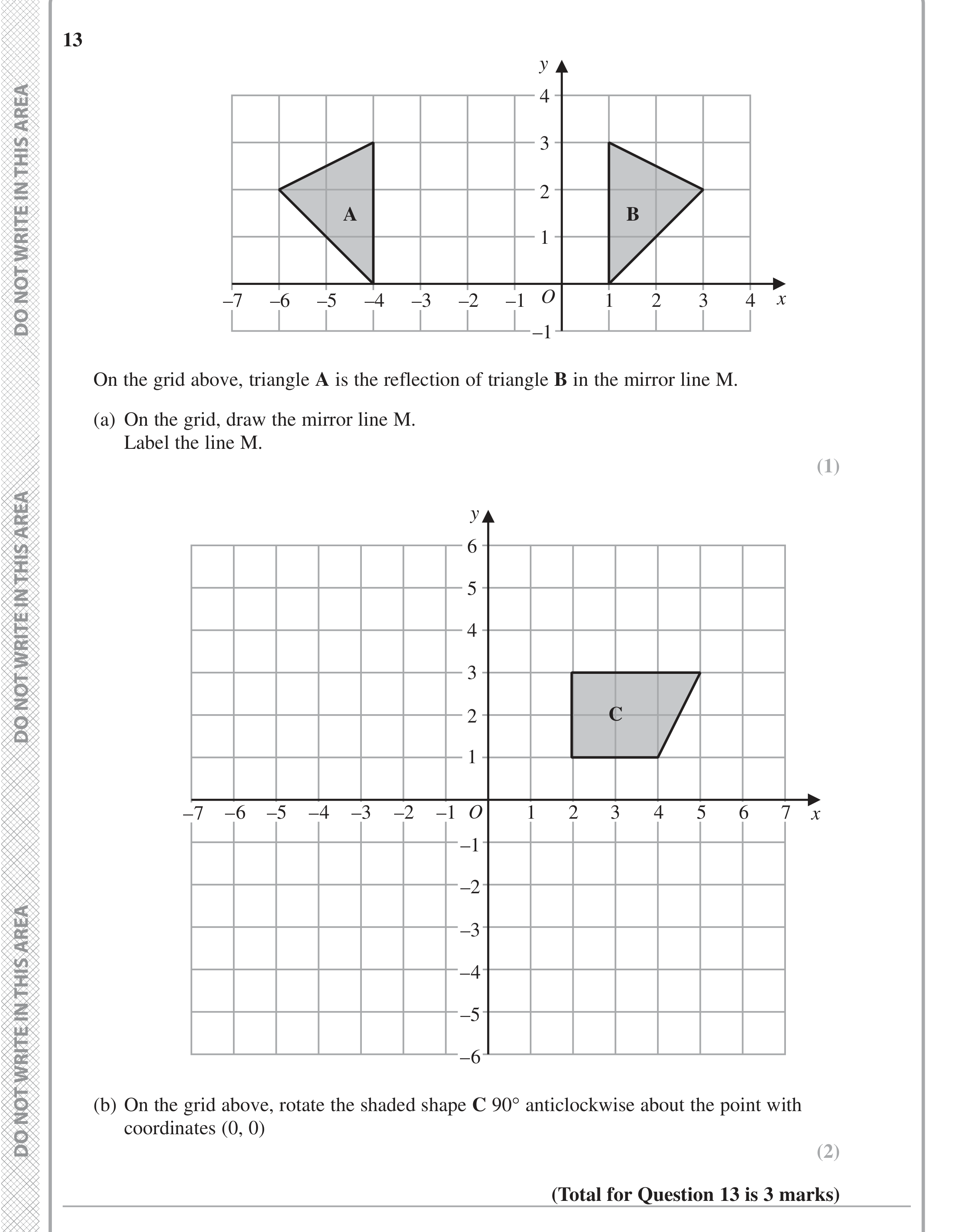 Question 13 — Rotations/Reflections/Translations/Enlargements — Edexcel iGCSE June 2020
