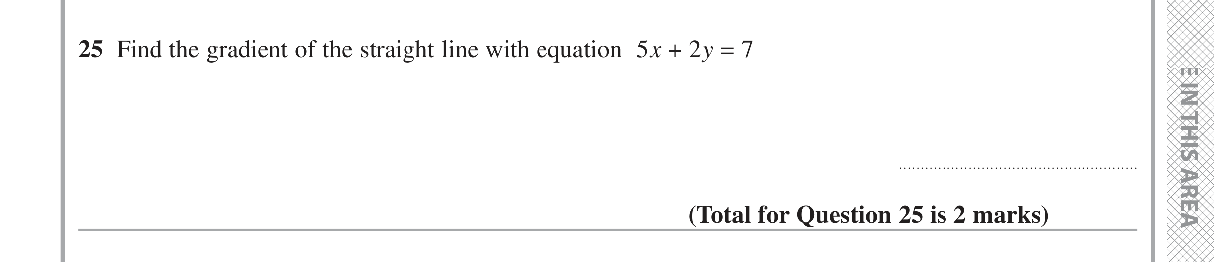 Question 25 — Straight Line Graphs — Edexcel iGCSE June 2020