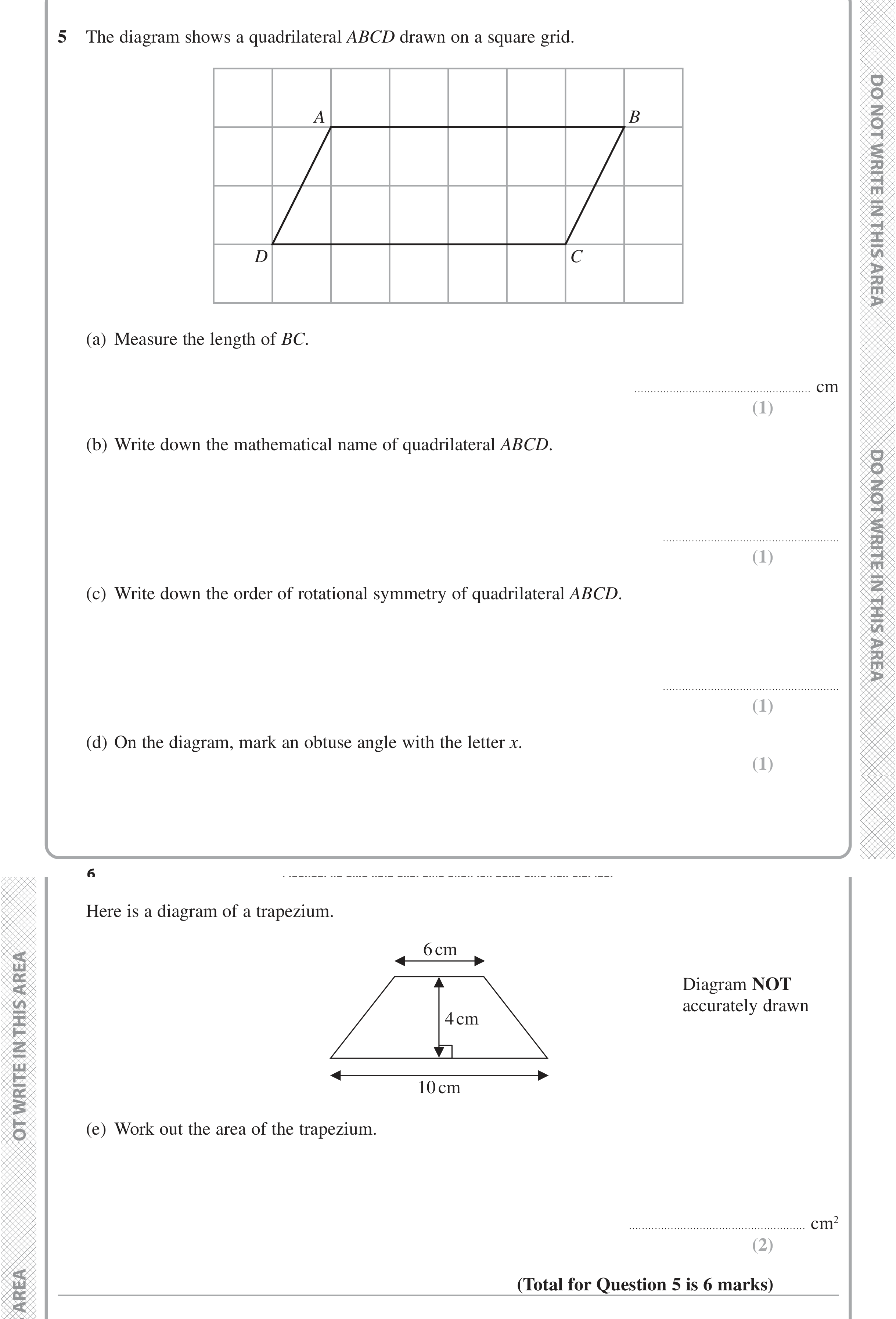 Question 5 — Measure, Polygons, Symmetry — Edexcel iGCSE June 2020