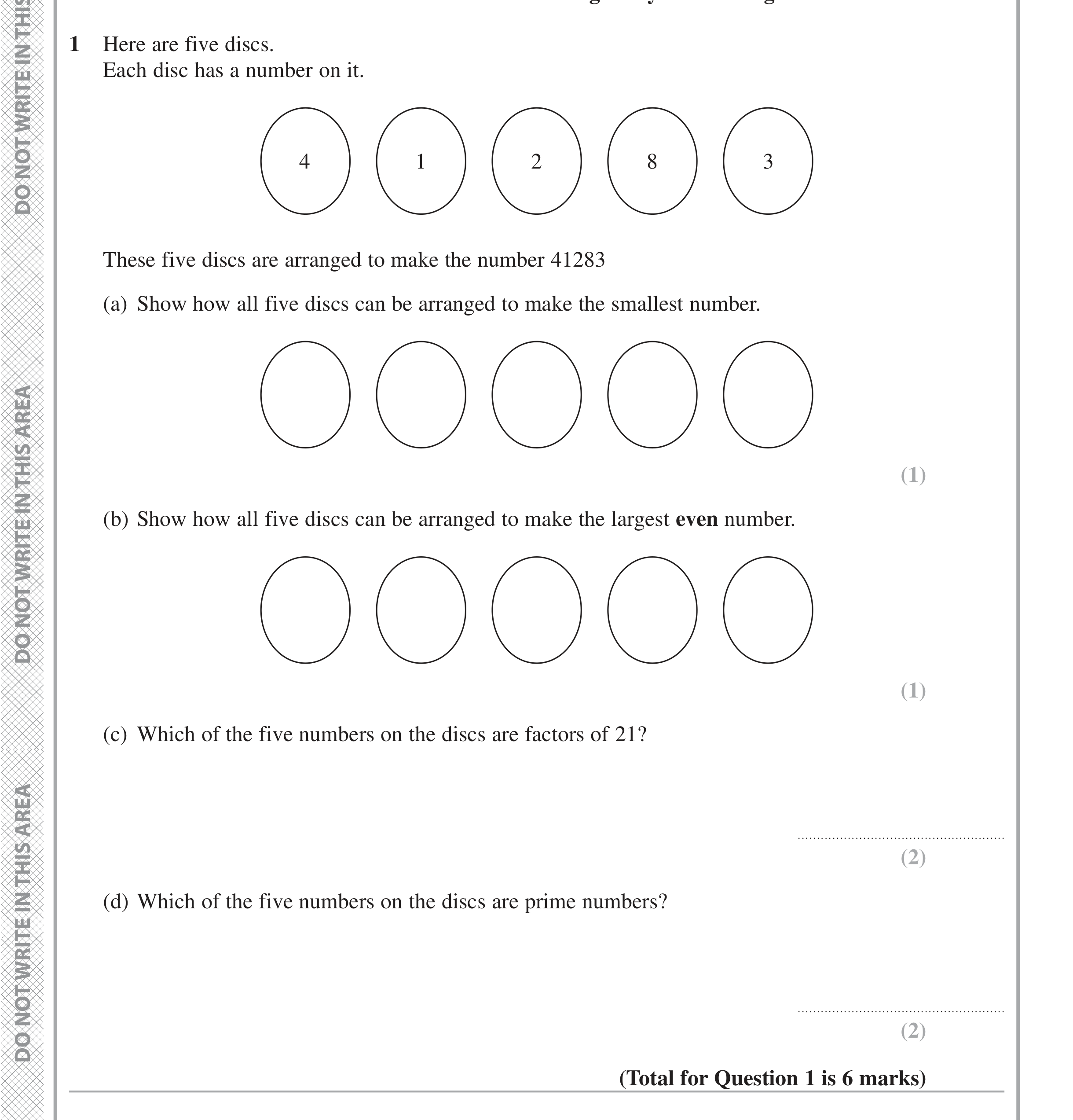 Question 1 — Place Value, Numbers — Edexcel iGCSE Jan 2021
