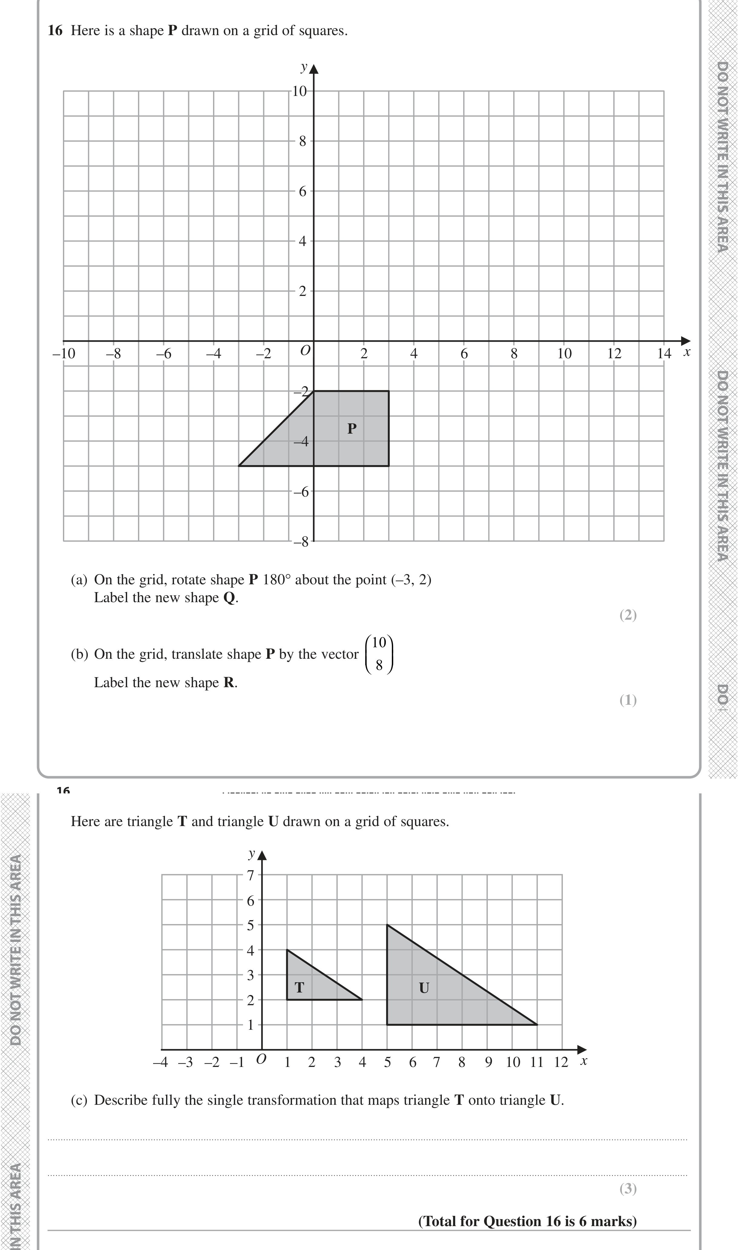 Question 16 — Rotations/Reflections/Translations/Enlargements — Edexcel iGCSE Jan 2021