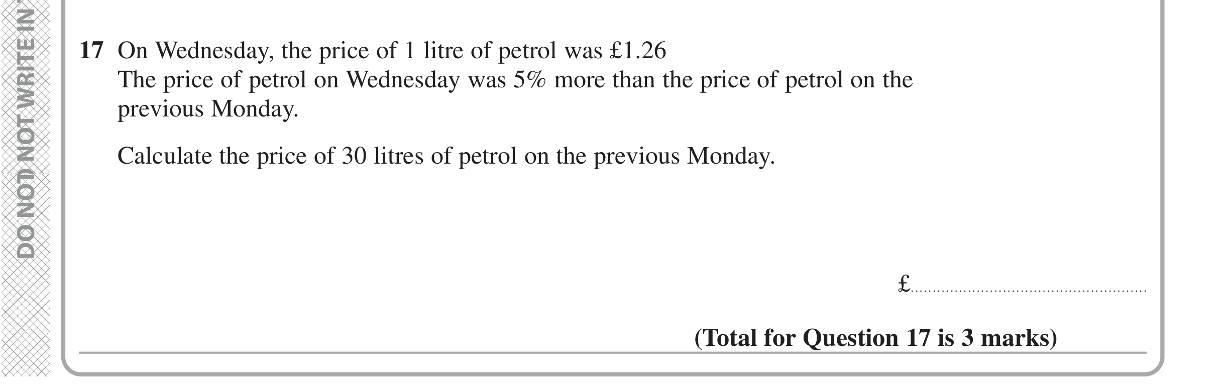 Question 17 — Percentages — Edexcel iGCSE Jan 2021