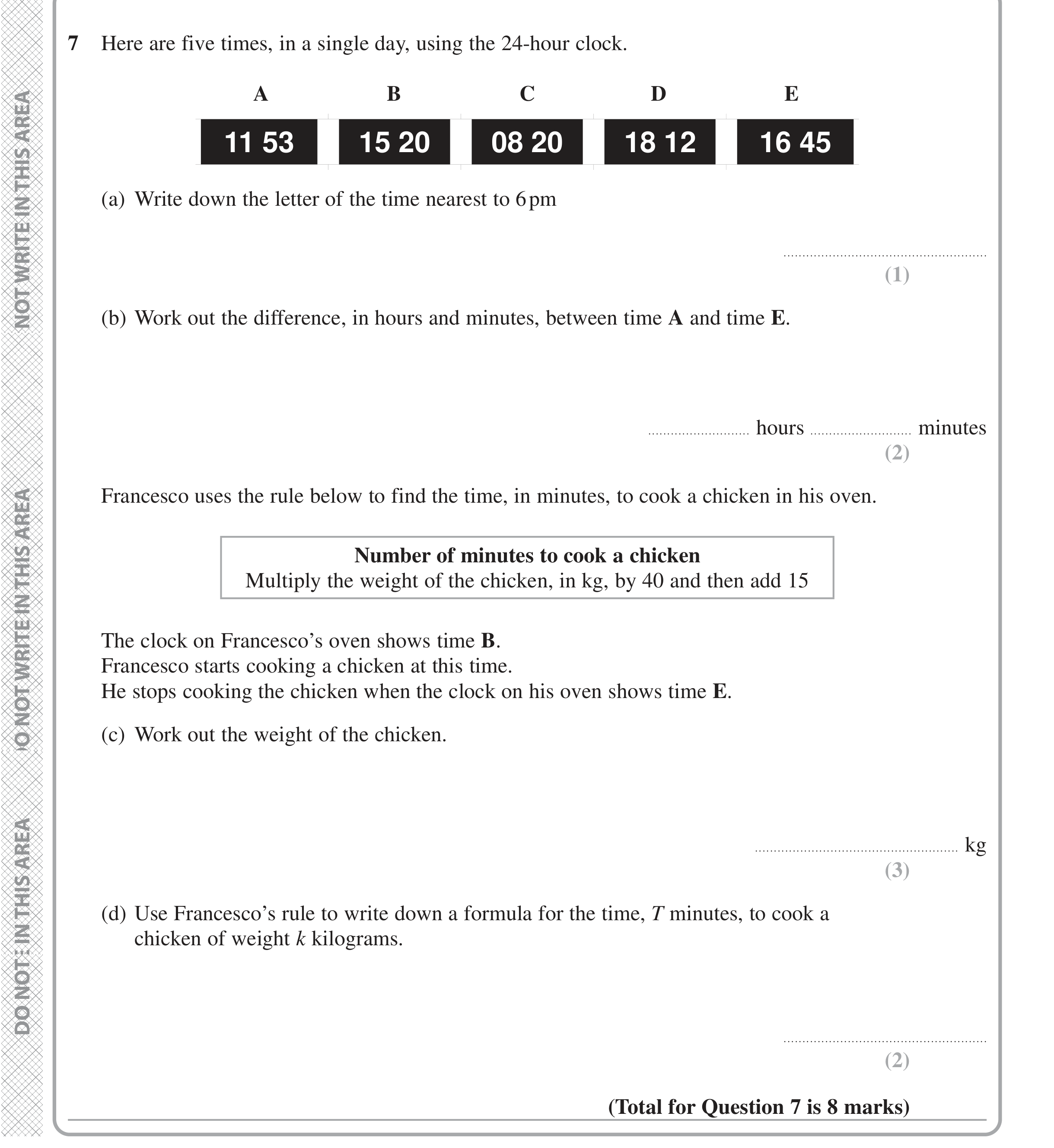 Question 7 — Time Questions, Formulae — Edexcel iGCSE Jan 2021