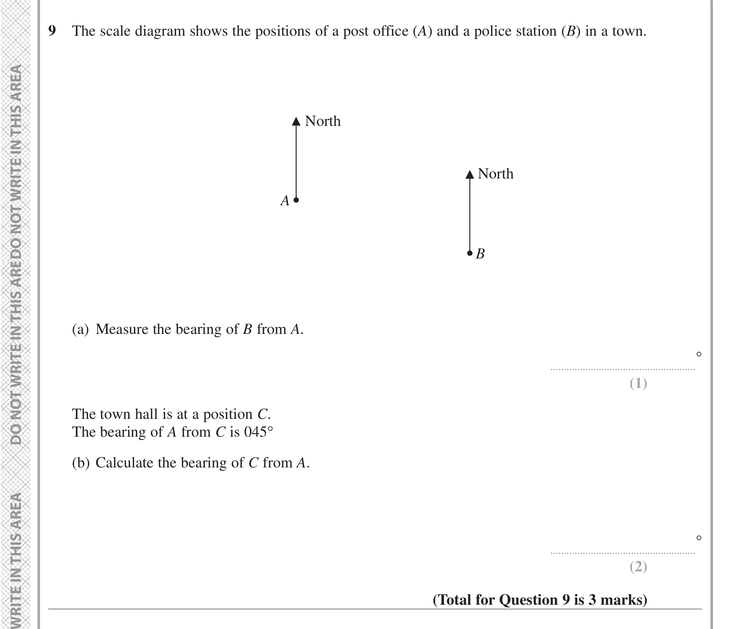 Question 9 — Bearings — Edexcel iGCSE Jan 2021