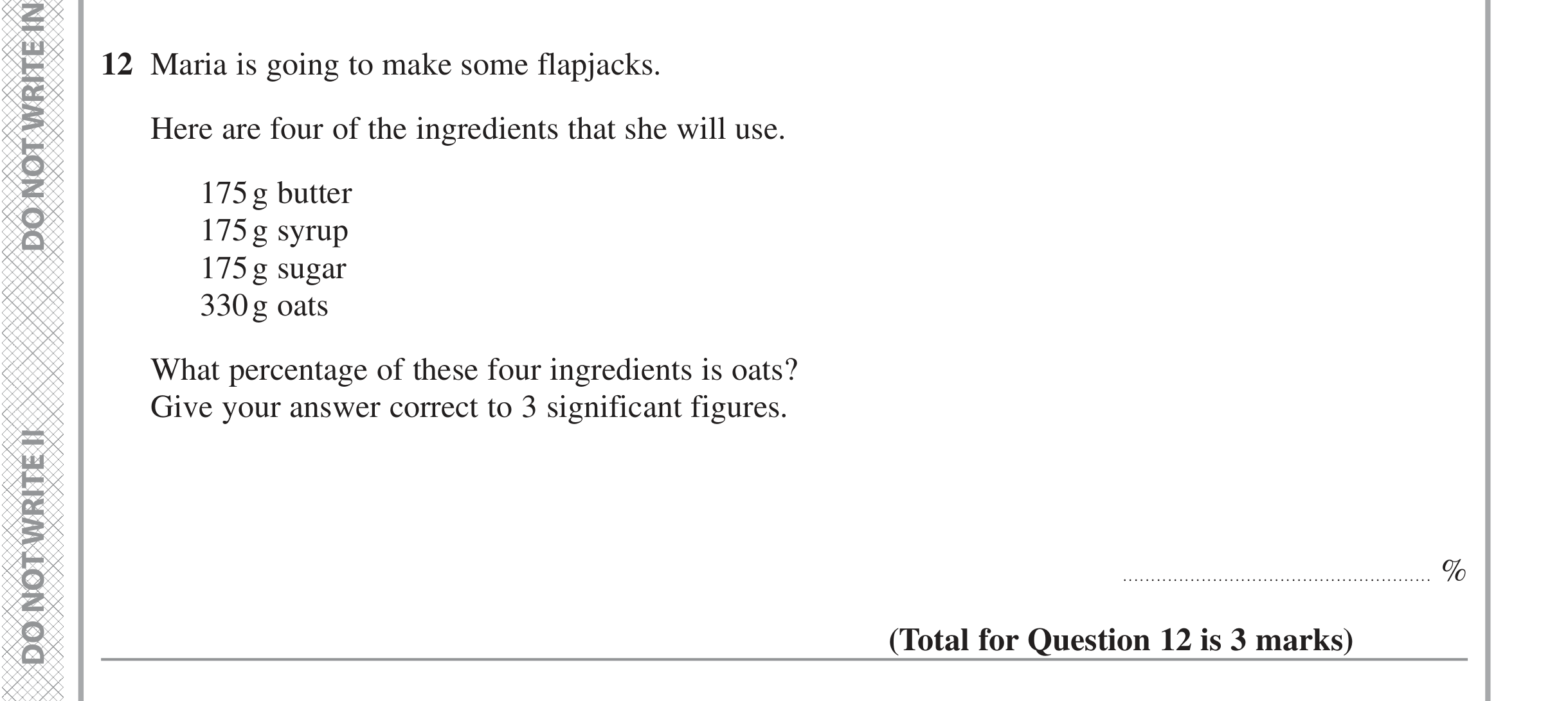 Question 12 — Percentages — Edexcel iGCSE Jan 2022