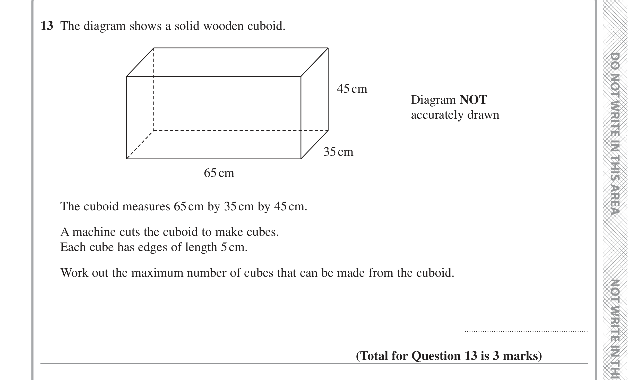 Question 13 — 3D Shapes and Volume — Edexcel iGCSE Jan 2022