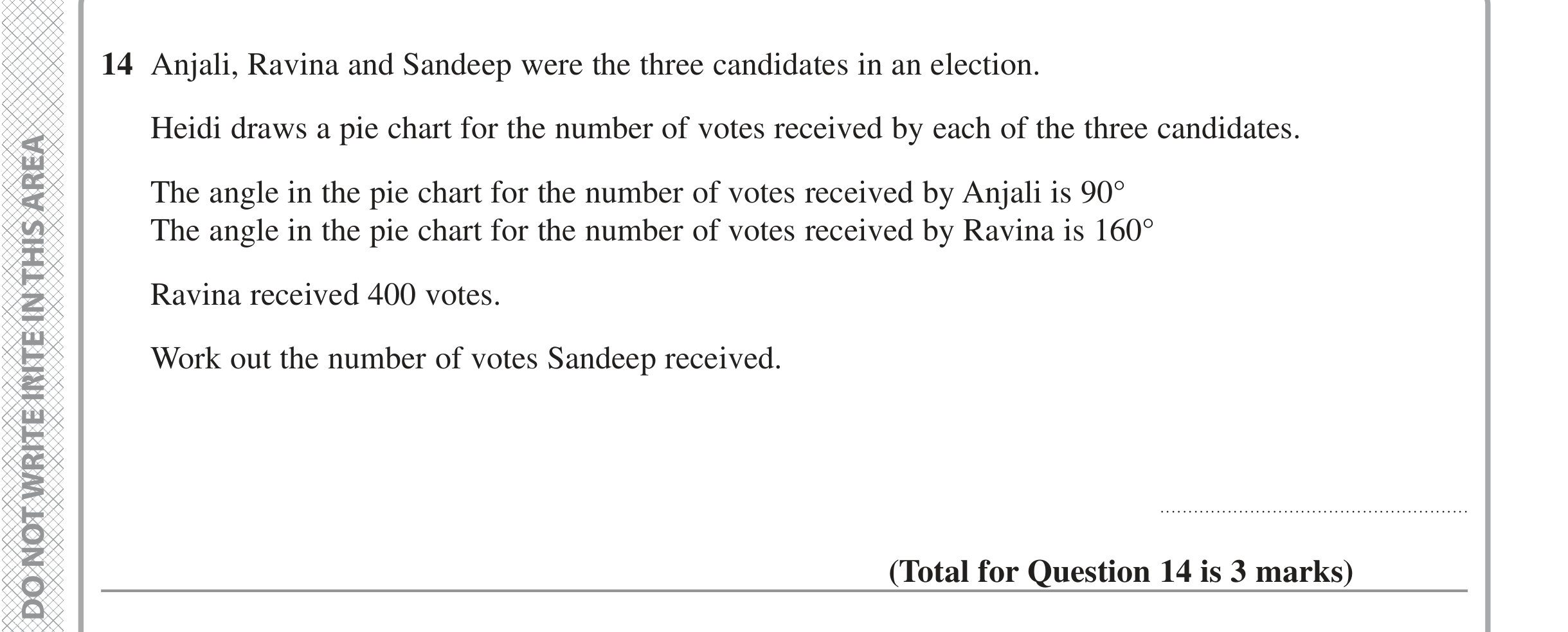 Question 14 — Pie Chart — Edexcel iGCSE Jan 2022