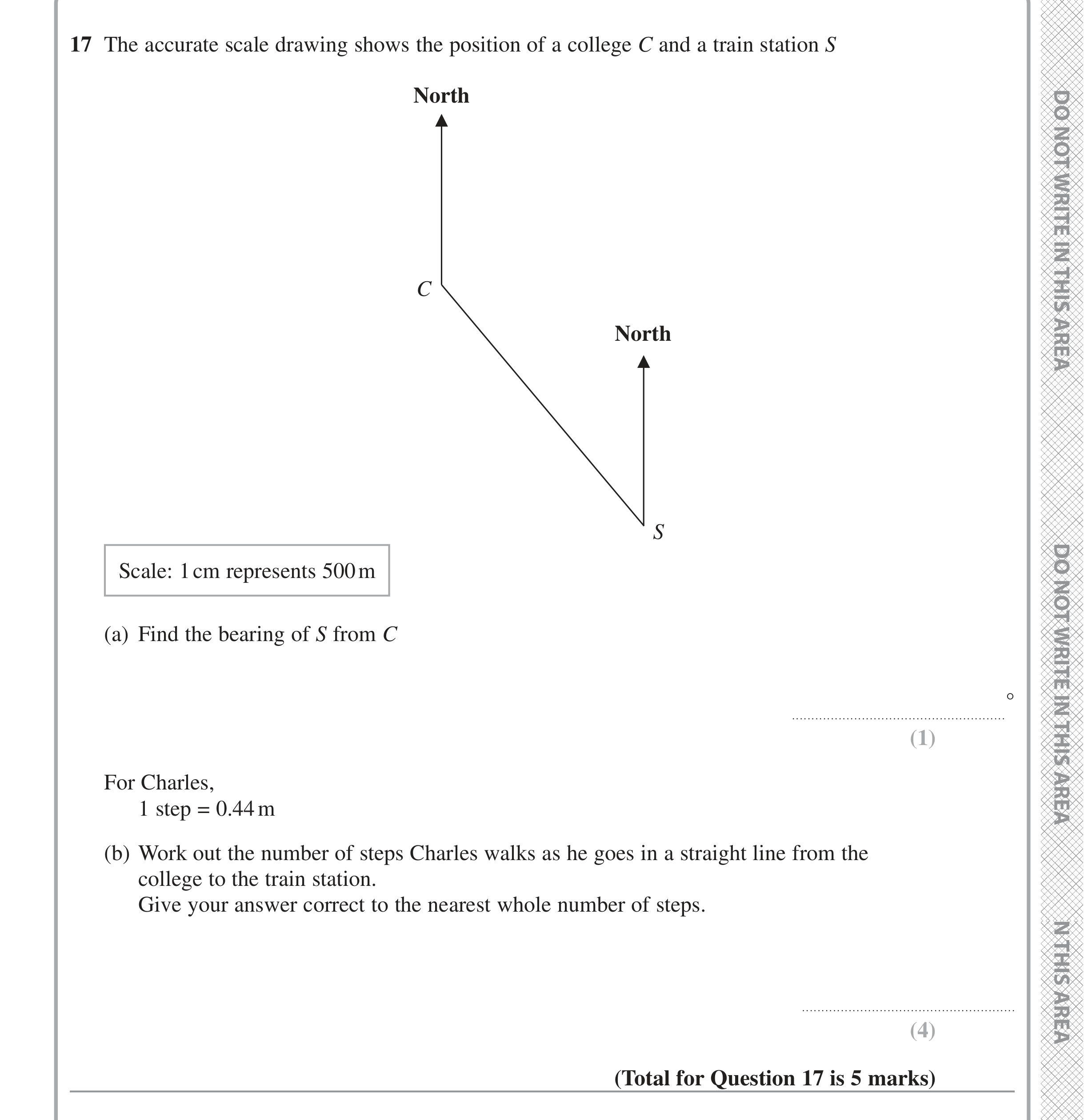Question 17 — Bearings, Maps — Edexcel iGCSE Jan 2022