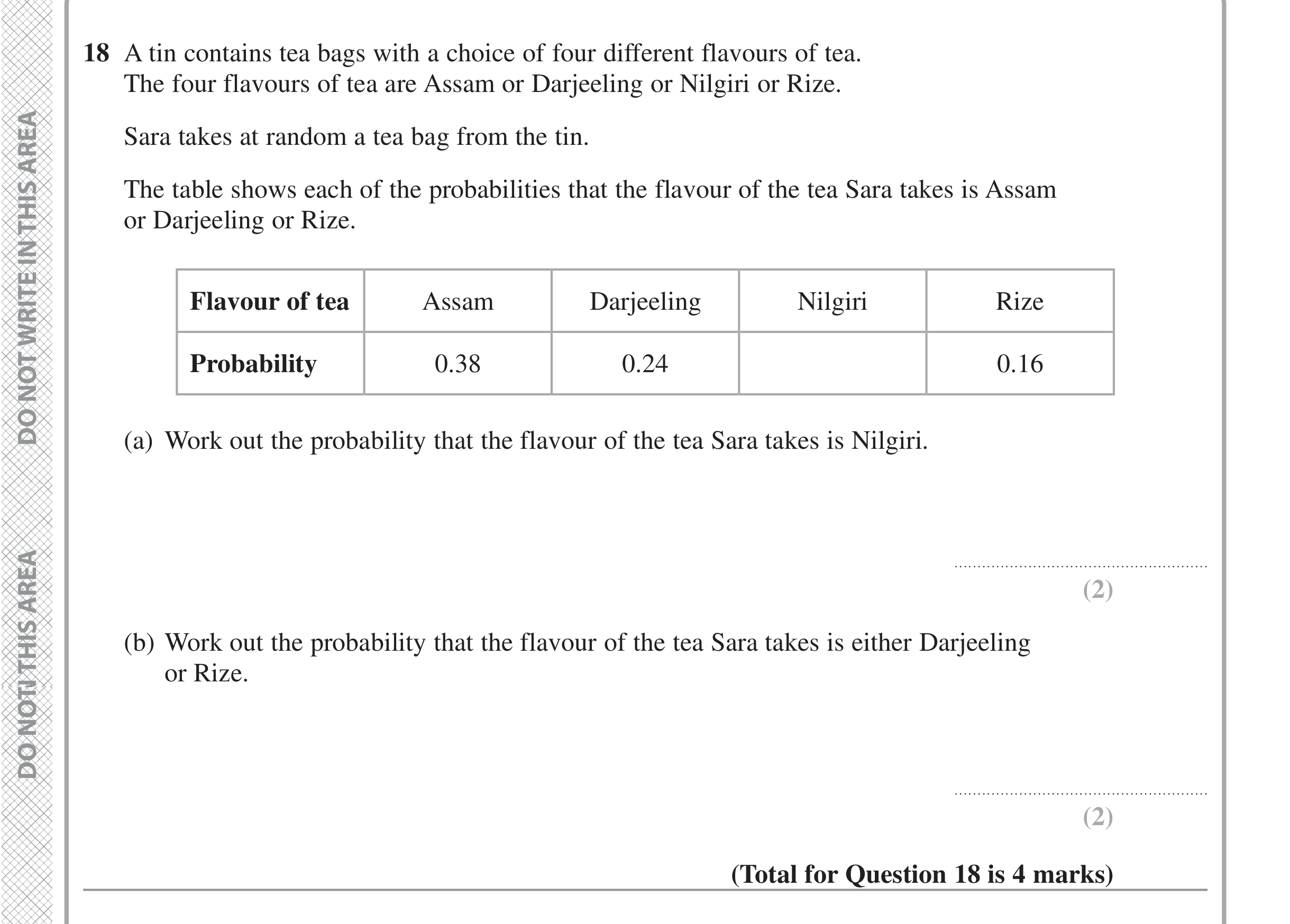 Question 18 — Probability — Edexcel iGCSE Jan 2022