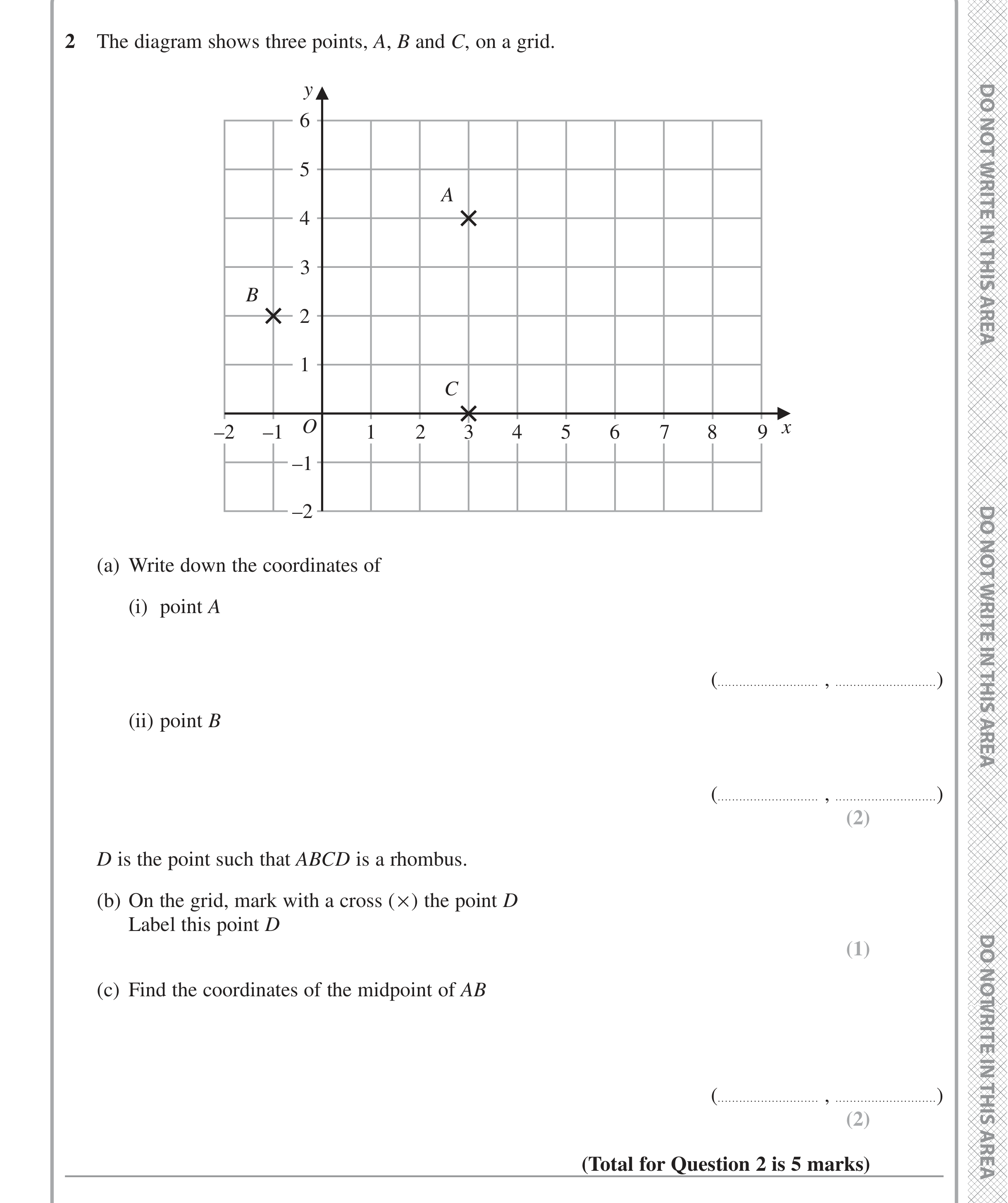 Question 2 — Coordinates, Polygons, Midpoints — Edexcel iGCSE Jan 2022