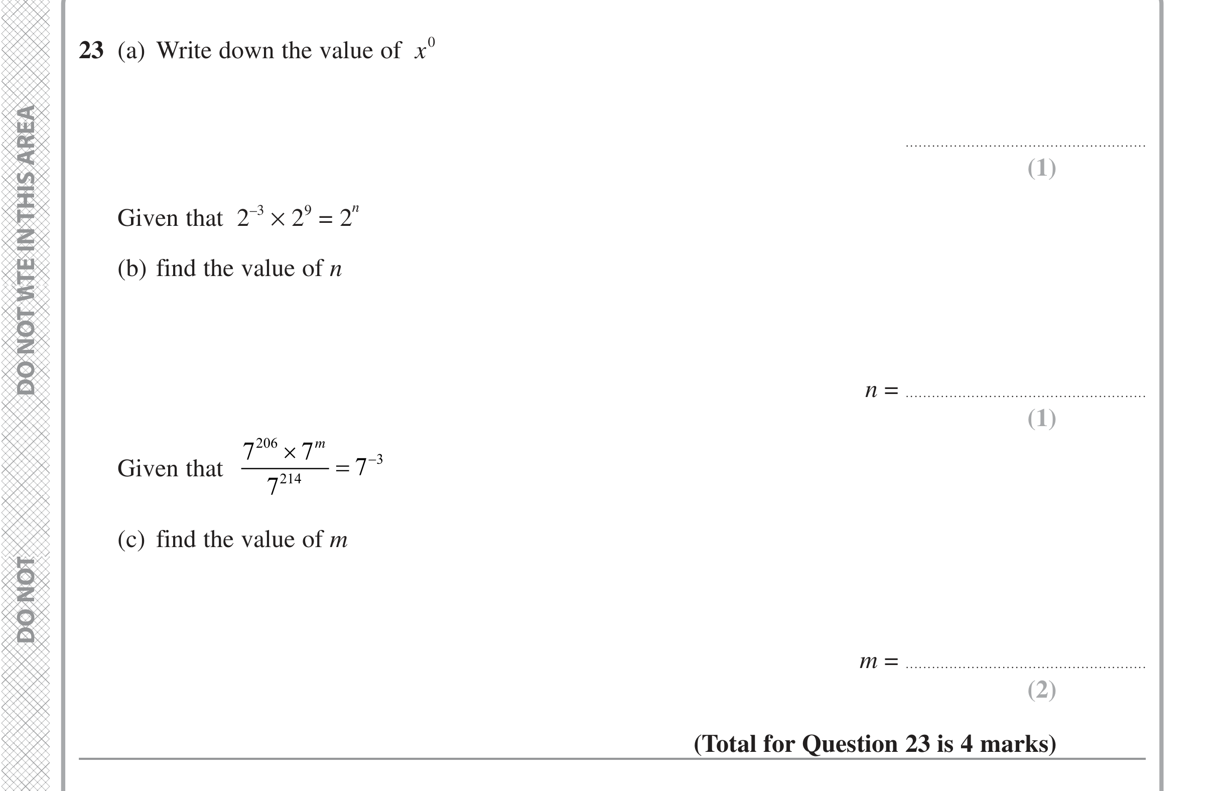 Question 23 — Powers — Edexcel iGCSE Jan 2022