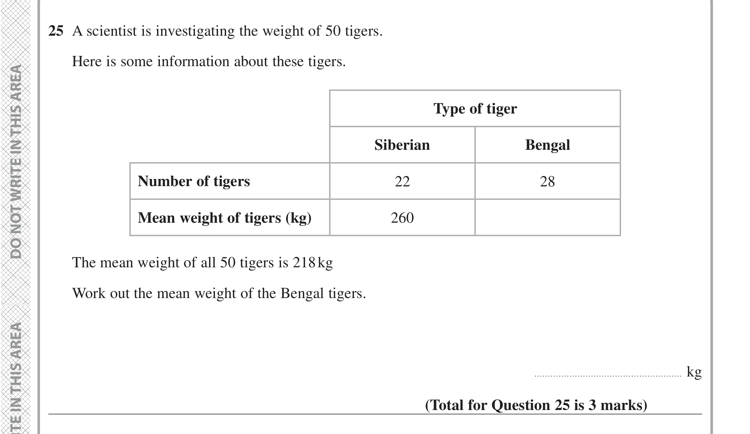 Question 25 — Two Way Table, Mean/Median/Mode/Range — Edexcel iGCSE Jan 2022