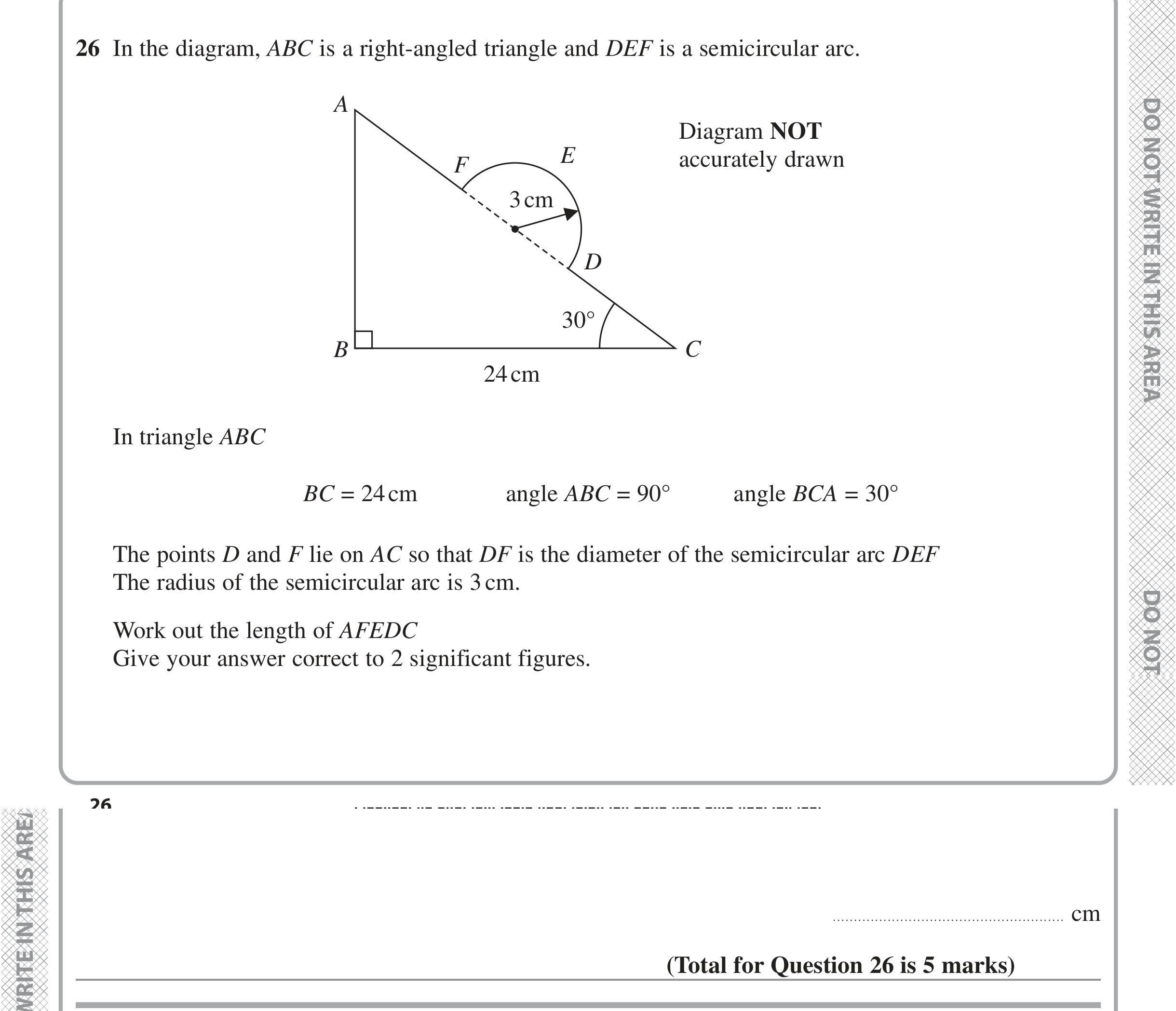 Question 26 — Soh Cah Toa, Circles — Edexcel iGCSE Jan 2022