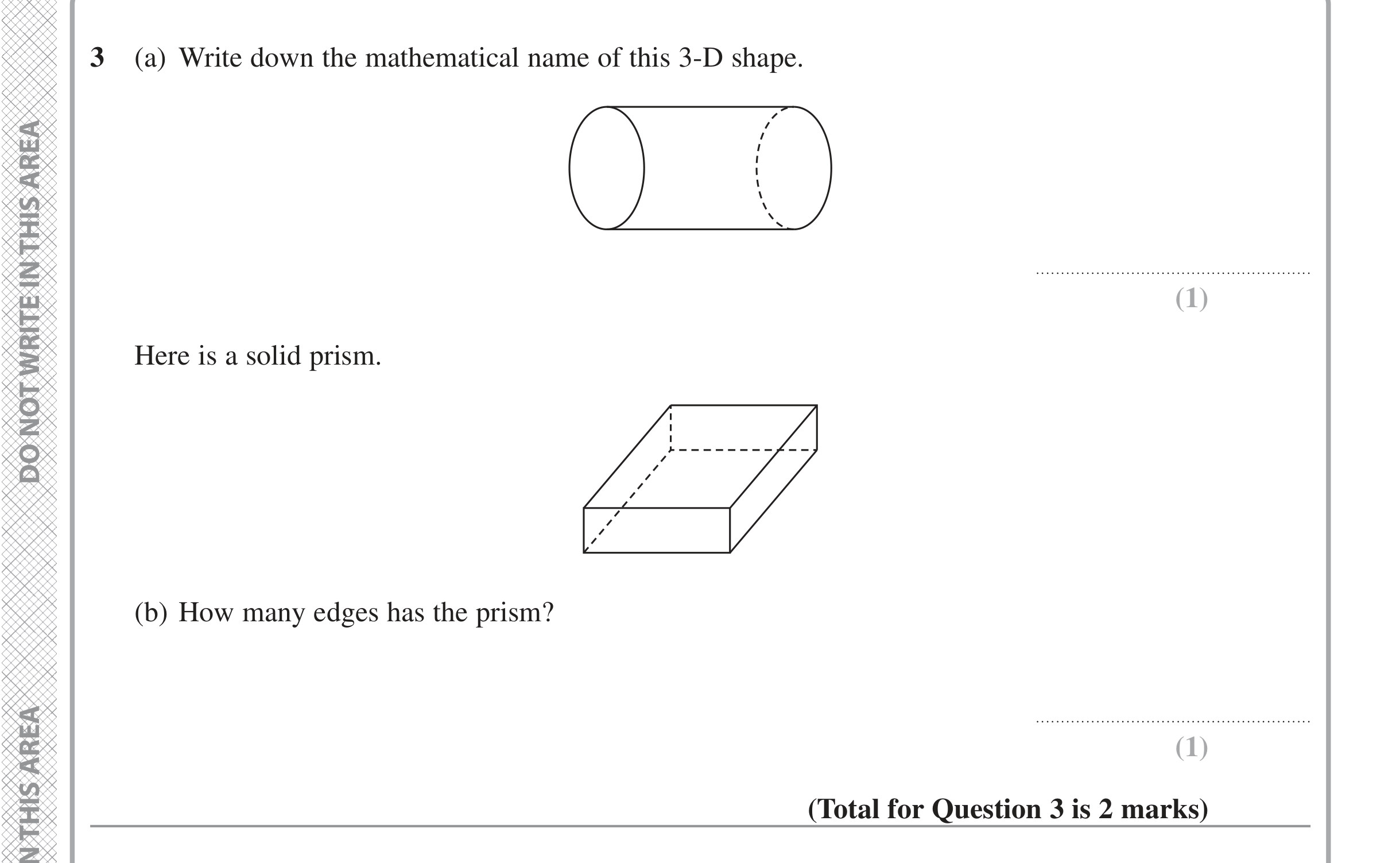 Question 3 — 3D Shapes and Volume — Edexcel iGCSE Jan 2022