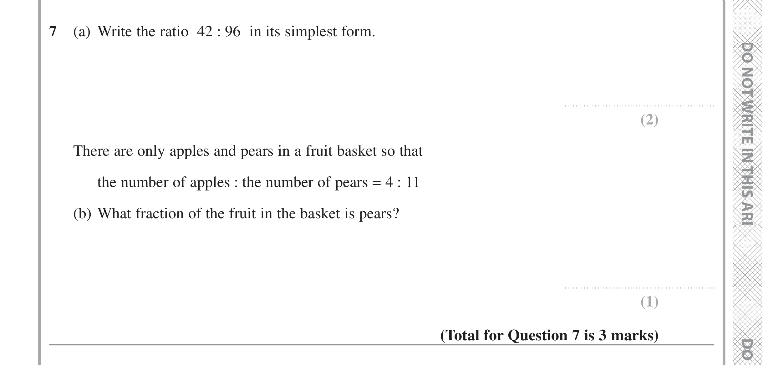 Question 7 — Ratios — Edexcel iGCSE Jan 2022