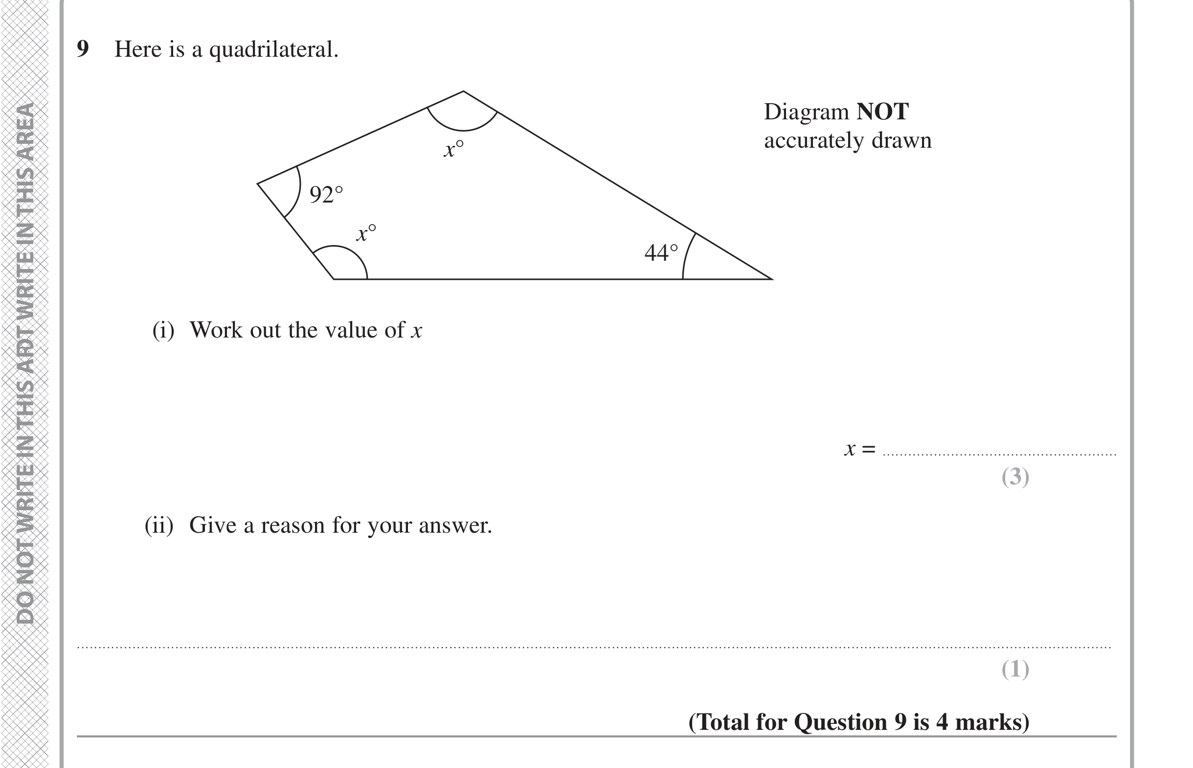 Question 9 — Angles — Edexcel iGCSE Jan 2022
