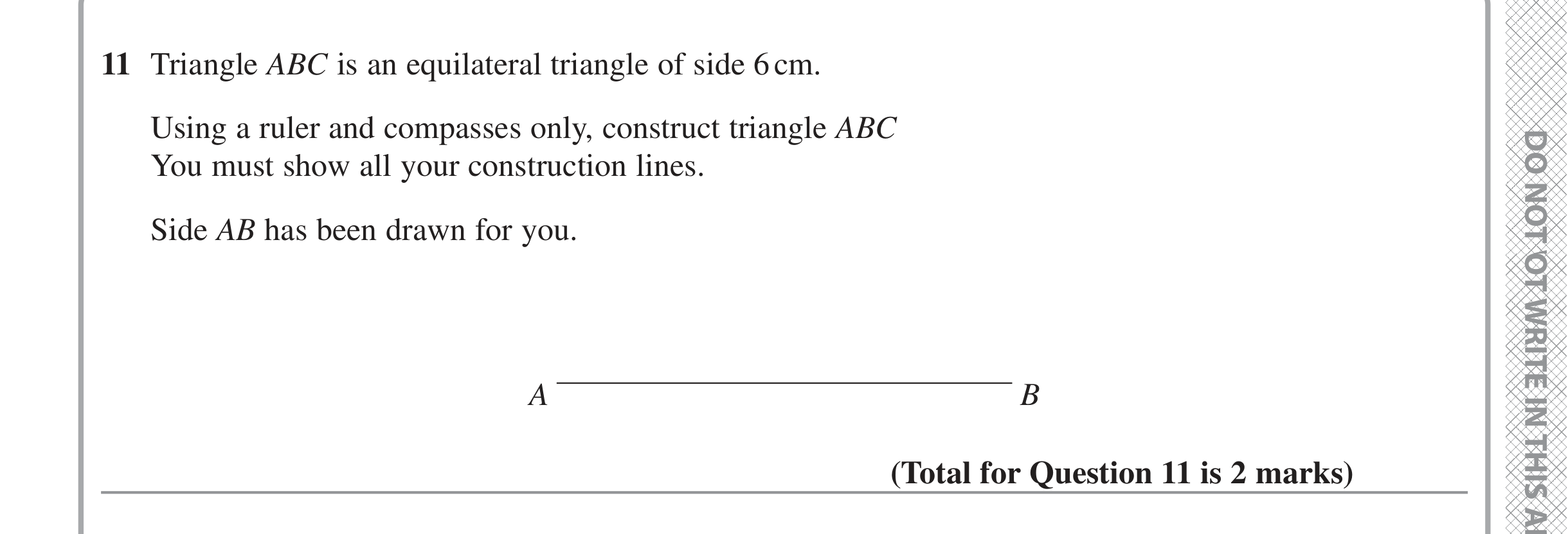 Question 11 — Construction — Edexcel iGCSE June 2022