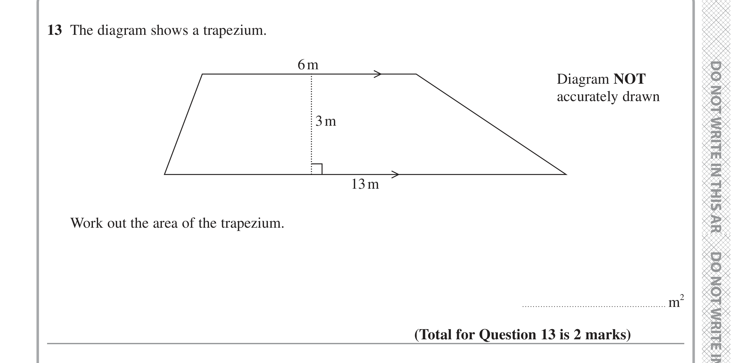 Question 13 — Perimeter and Area — Edexcel iGCSE June 2022