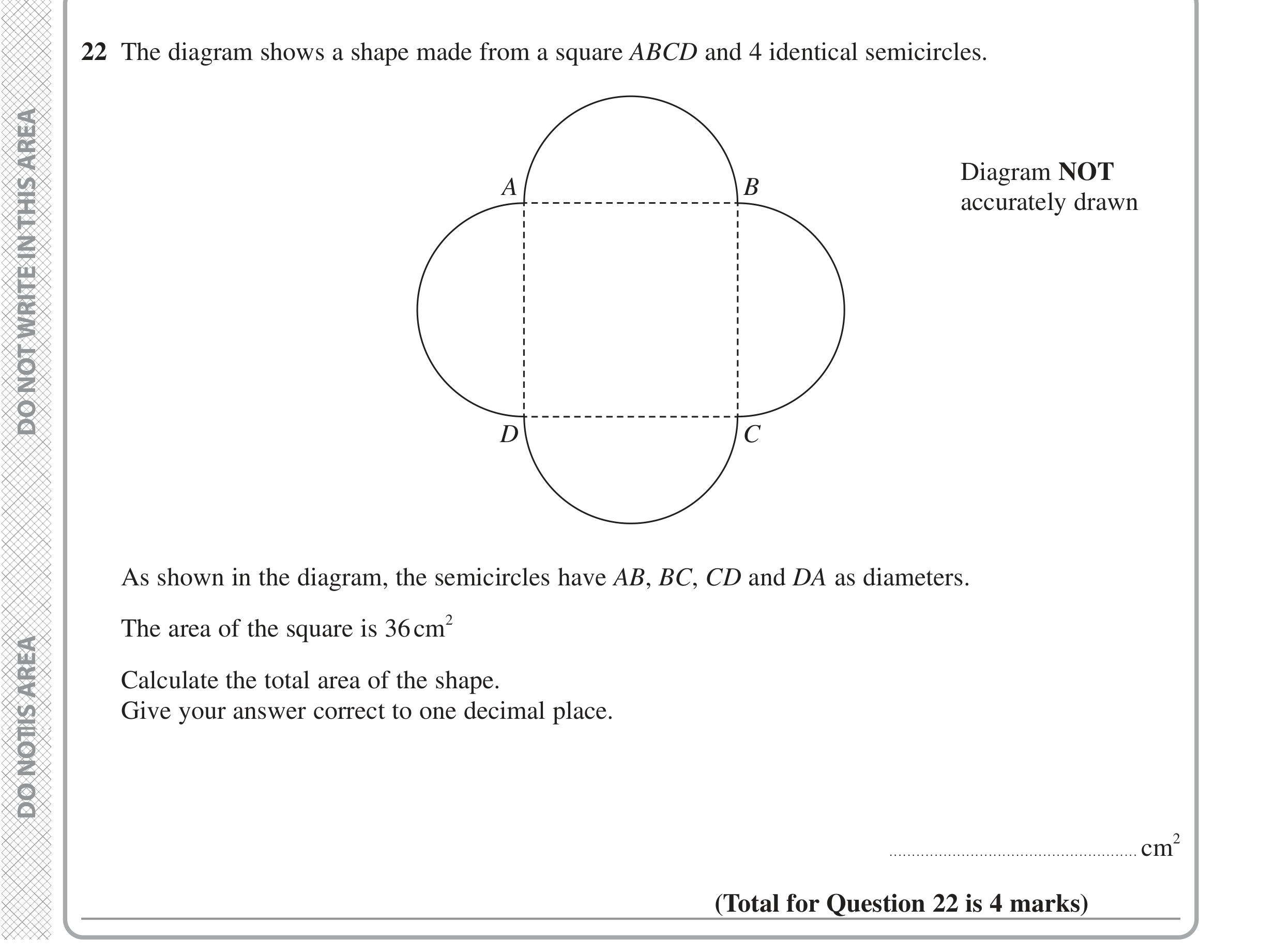 Question 22 — Circles, Perimeter and Area — Edexcel iGCSE June 2022