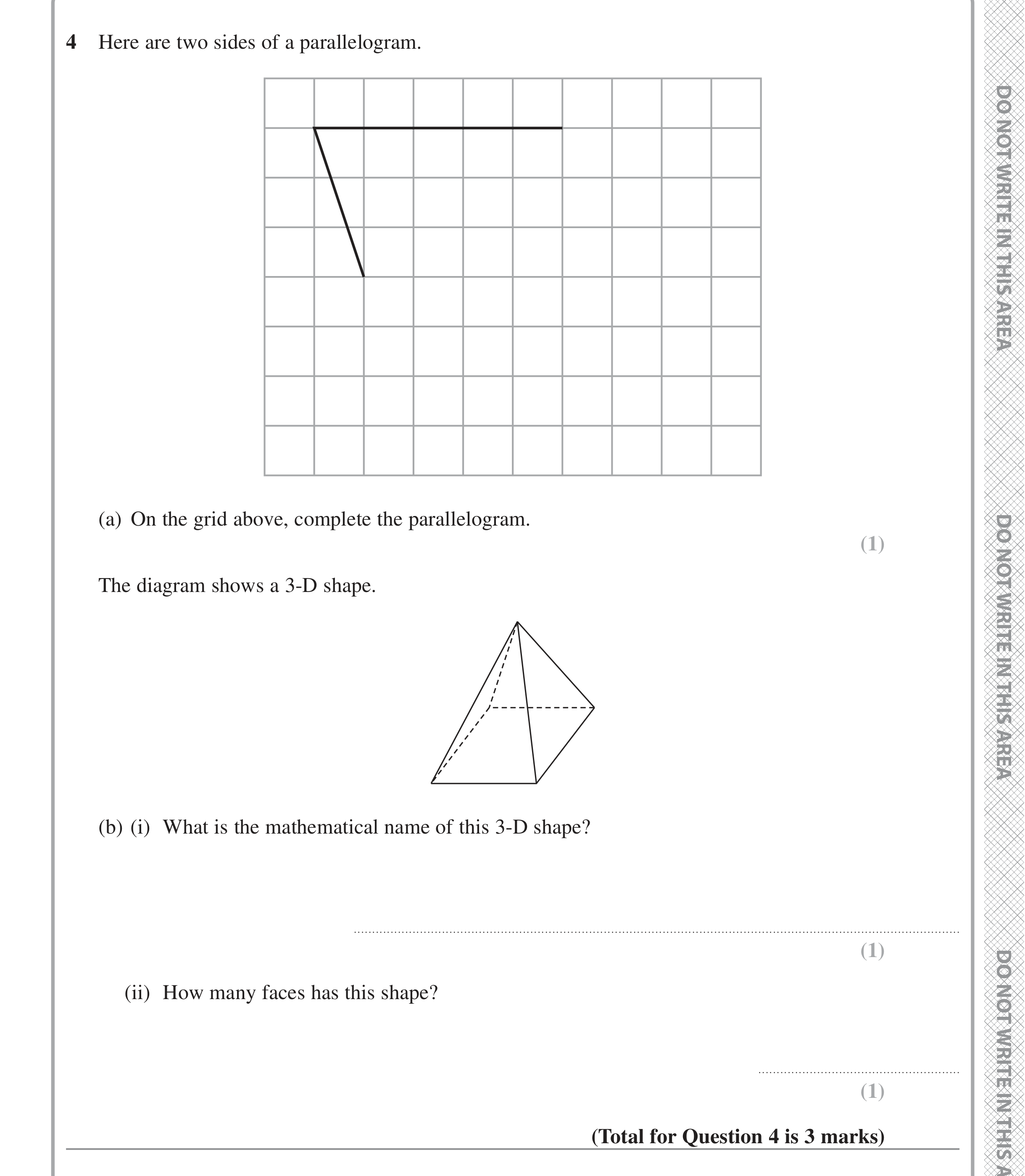 Question 4 — Polygons, 3D Shapes and Volume — Edexcel iGCSE June 2022
