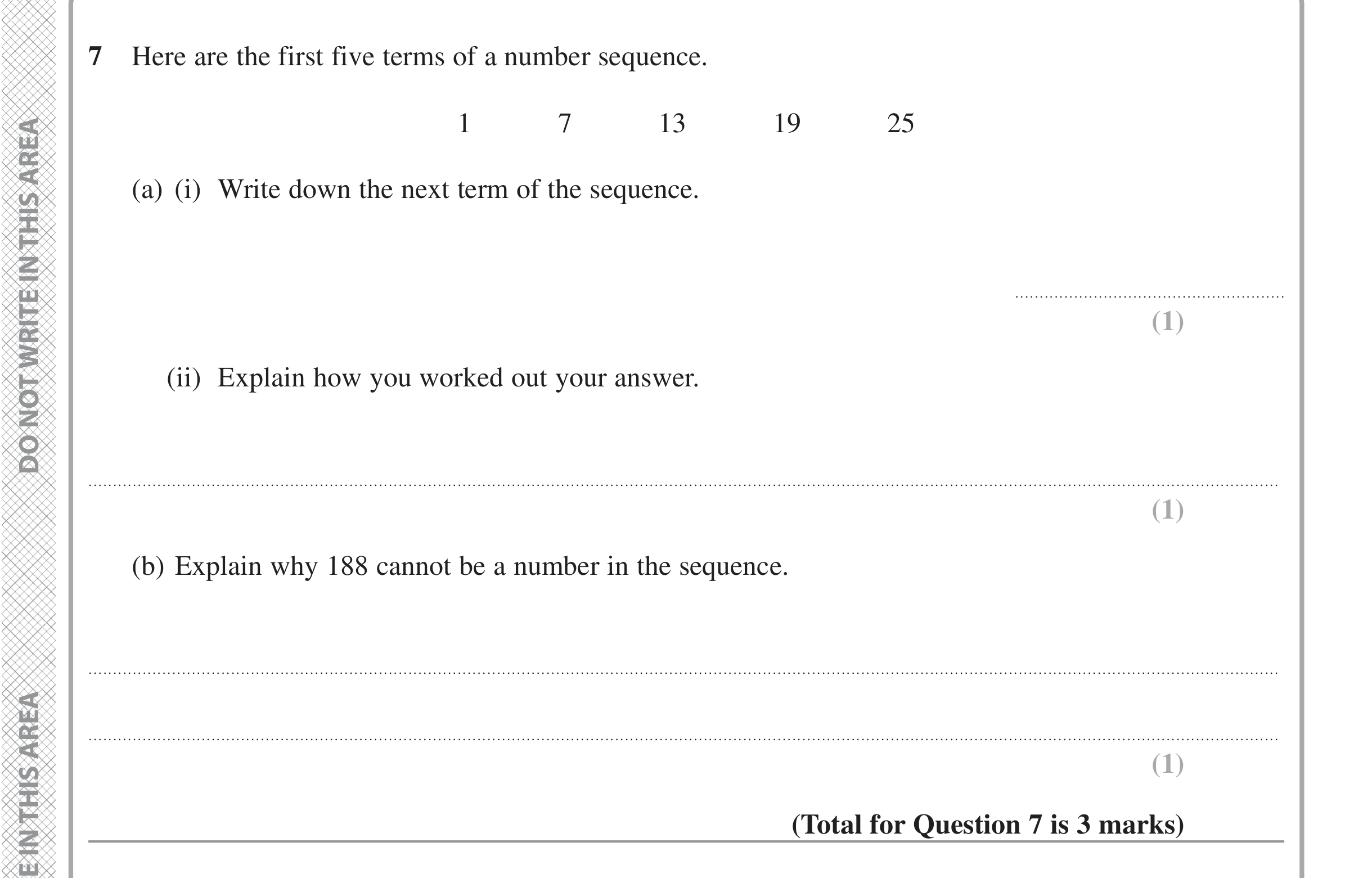 Question 7 — Sequences — Edexcel iGCSE June 2022