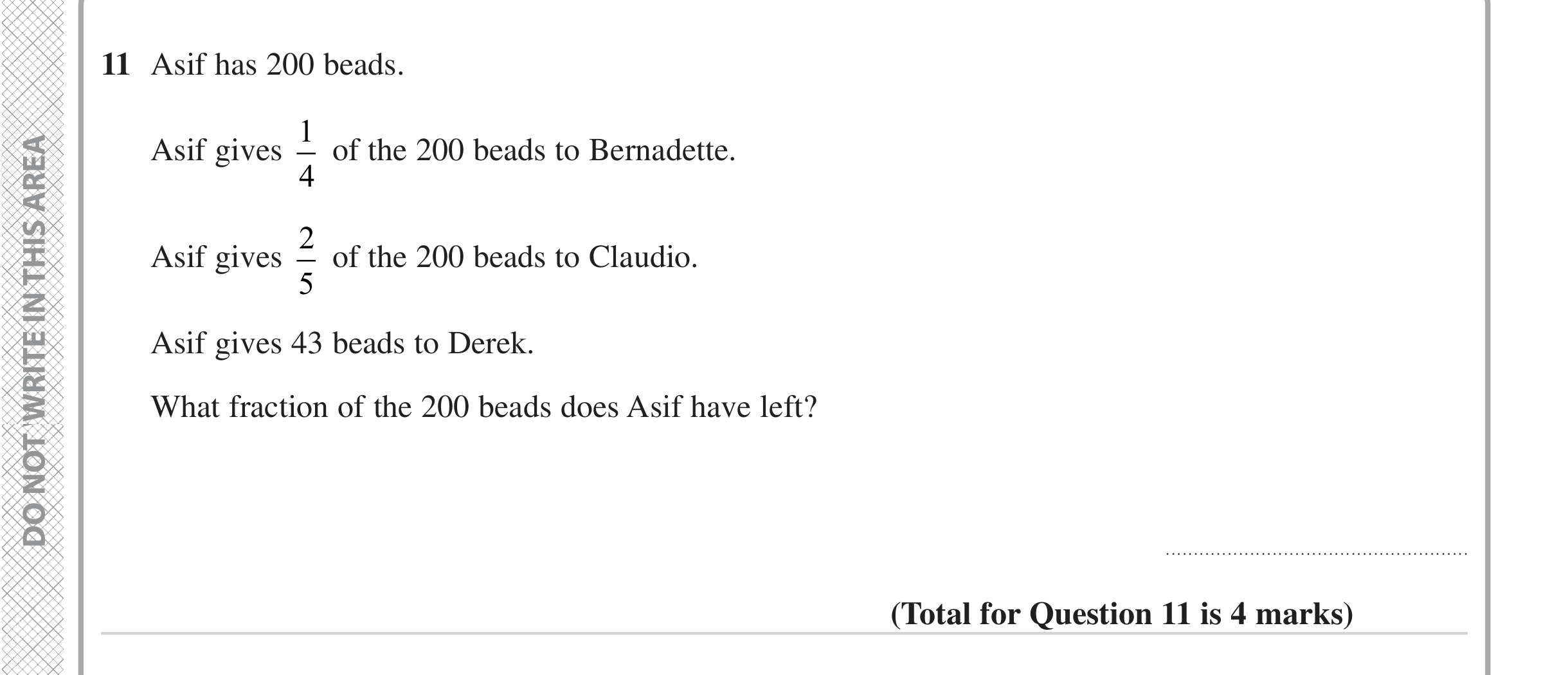 Question 11 — Fractions — Edexcel iGCSE Jan 2023